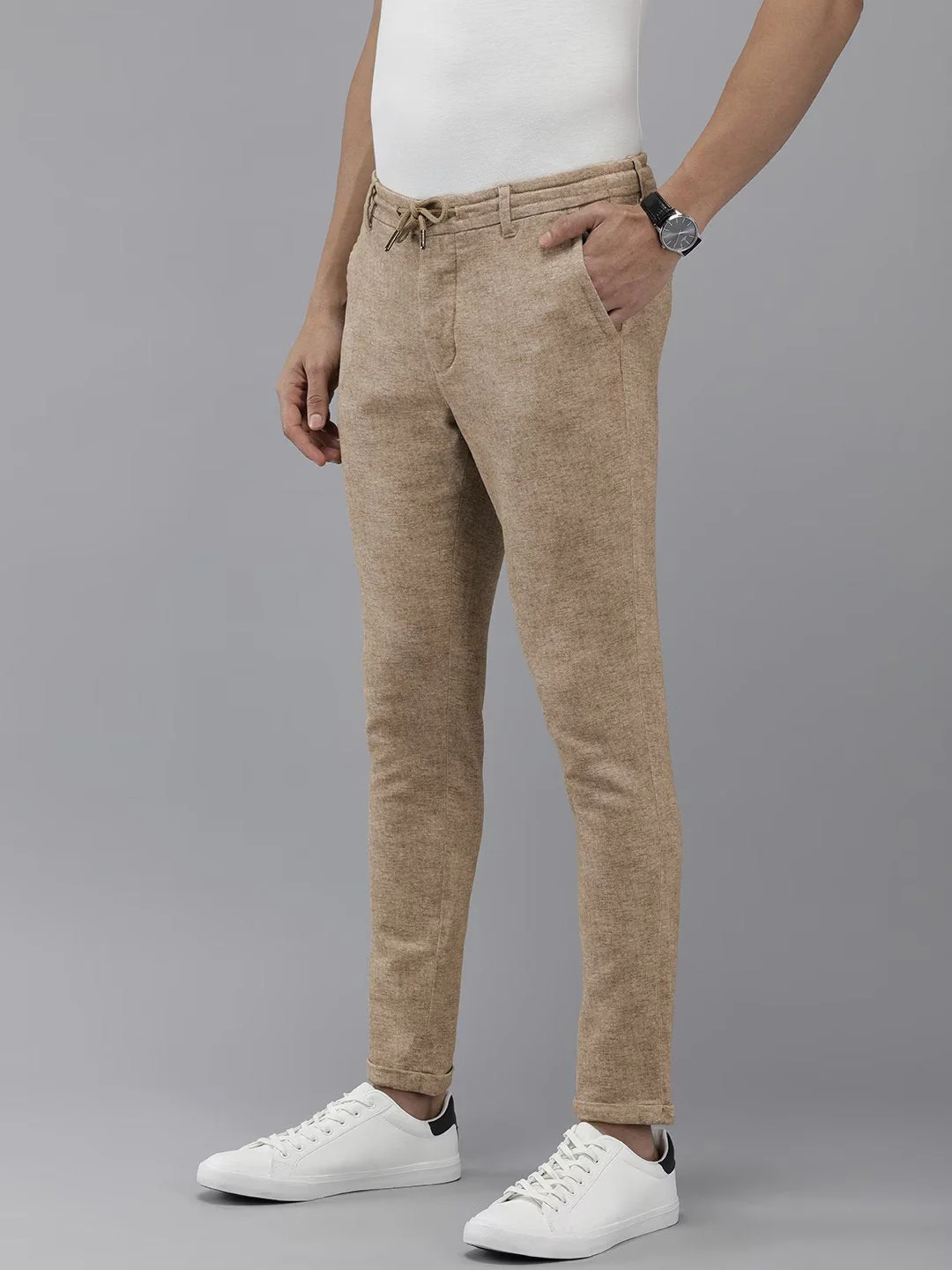 Men Ardor Edition Beige Tapered Fit Chinos - Image 2