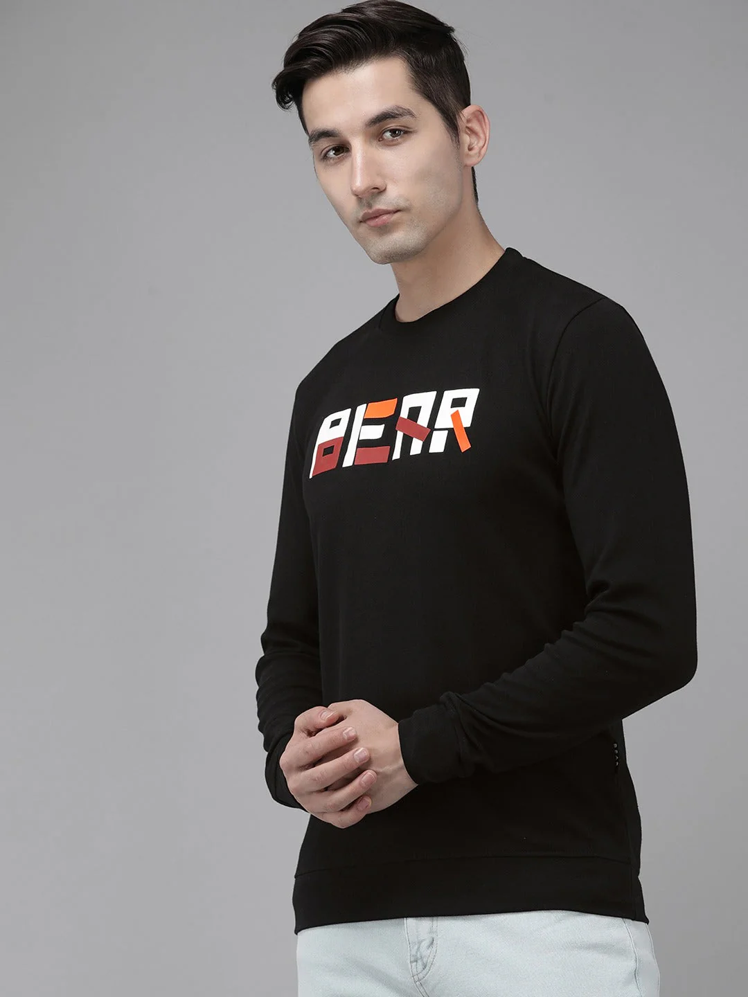 Men Ardor Edition Black Slim Fit Printed Pure Cotton Sweatshirt - Image 3