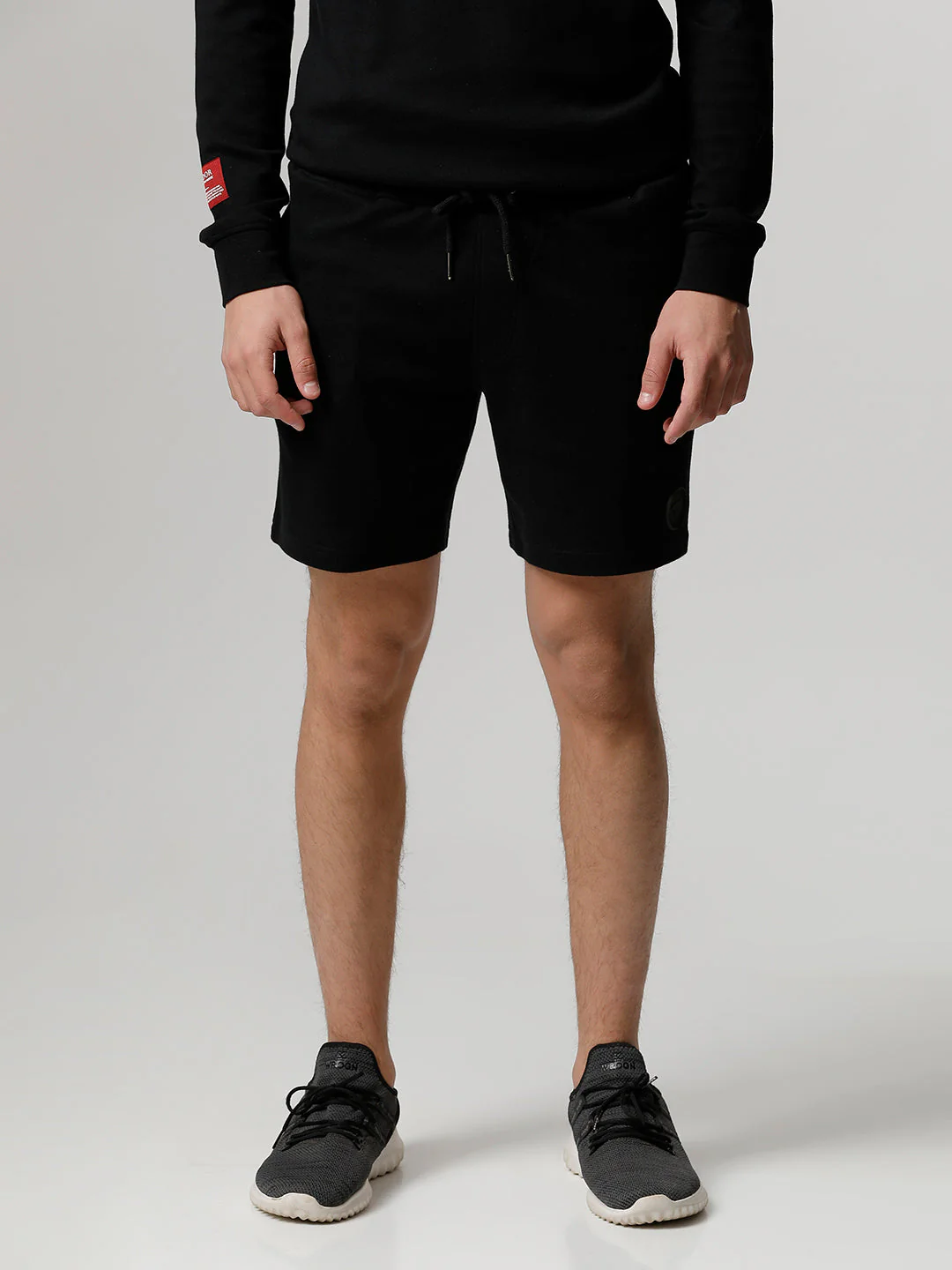 Men Ardor Edition Black Solid Slim Fit Knitted Shorts