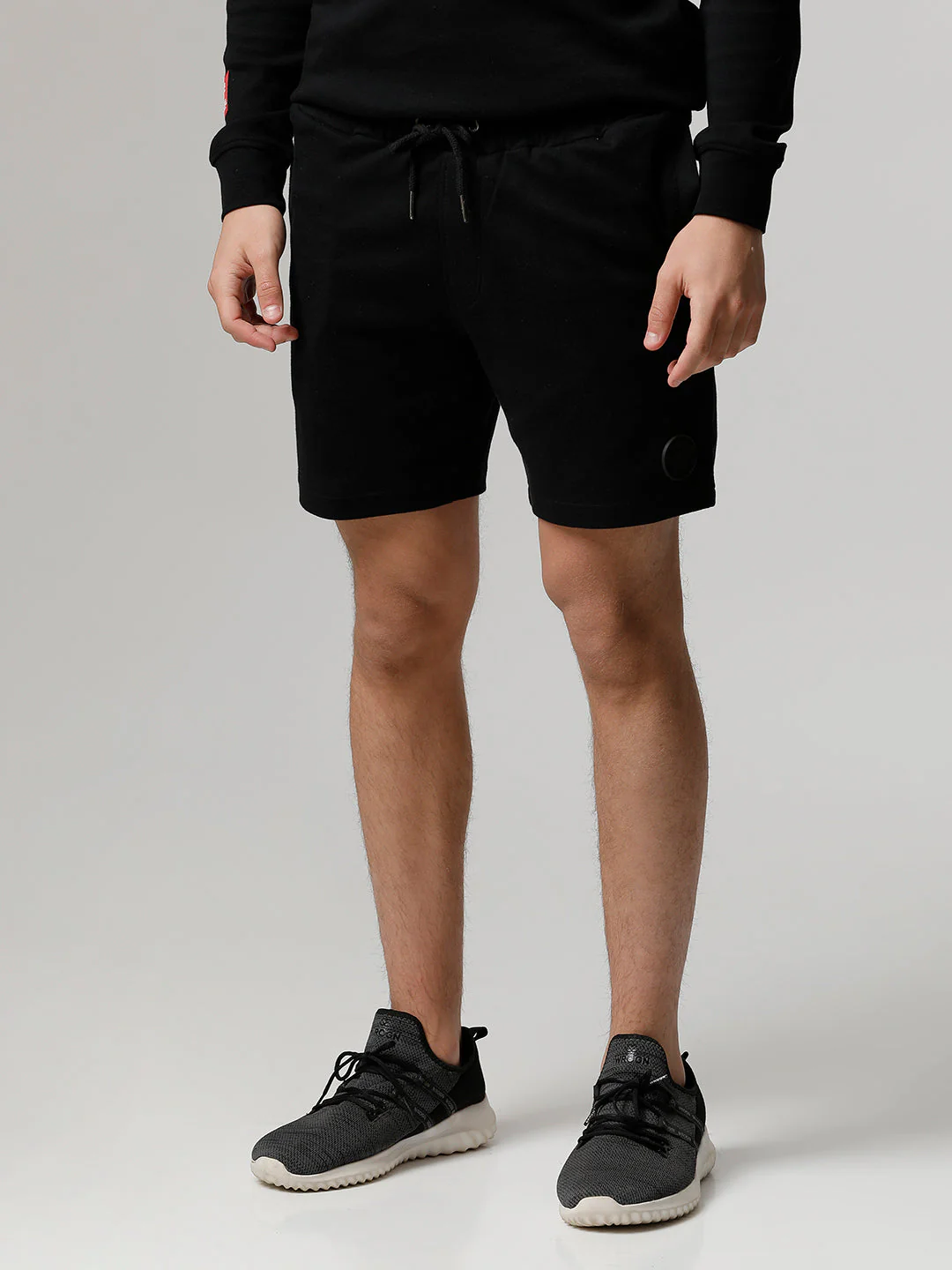 Men Ardor Edition Black Solid Slim Fit Knitted Shorts - Image 4