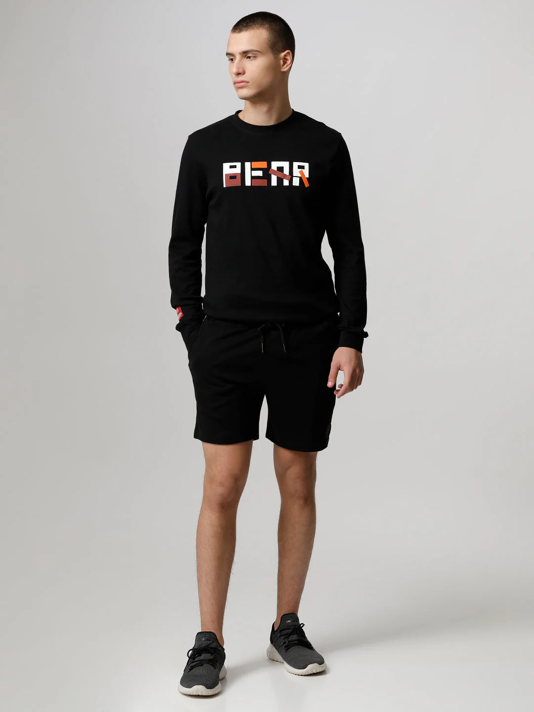 Men Ardor Edition Black Solid Slim Fit Knitted Shorts - Image 6