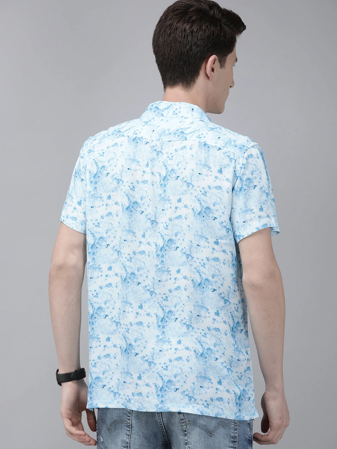 Men Ardor Edition Blue and White Abstract Printed Regular Fit Party Shirt - Image 4