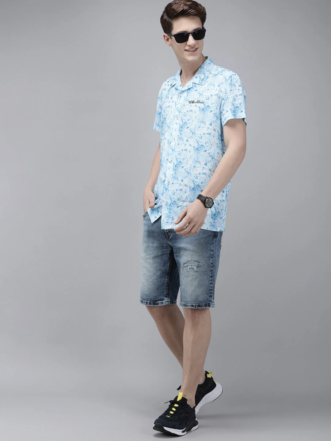 Men Ardor Edition Blue and White Abstract Printed Regular Fit Party Shirt - Image 5