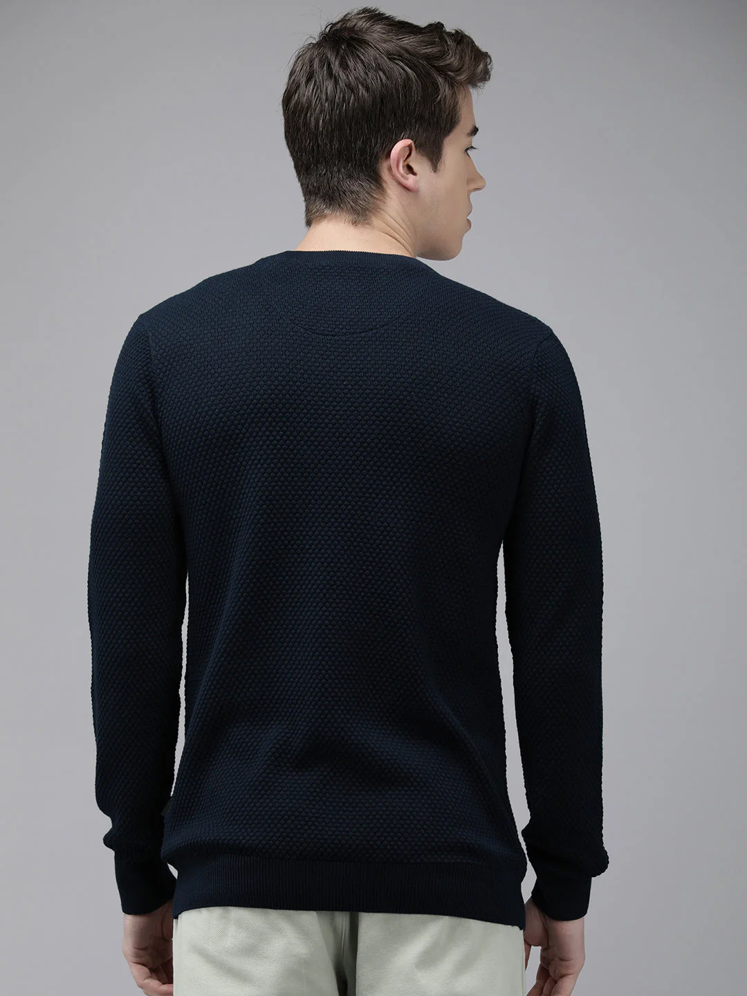 Men Ardor Edition Blue Slim Fit Self Design Pure Cotton Sweatshirt - Image 5