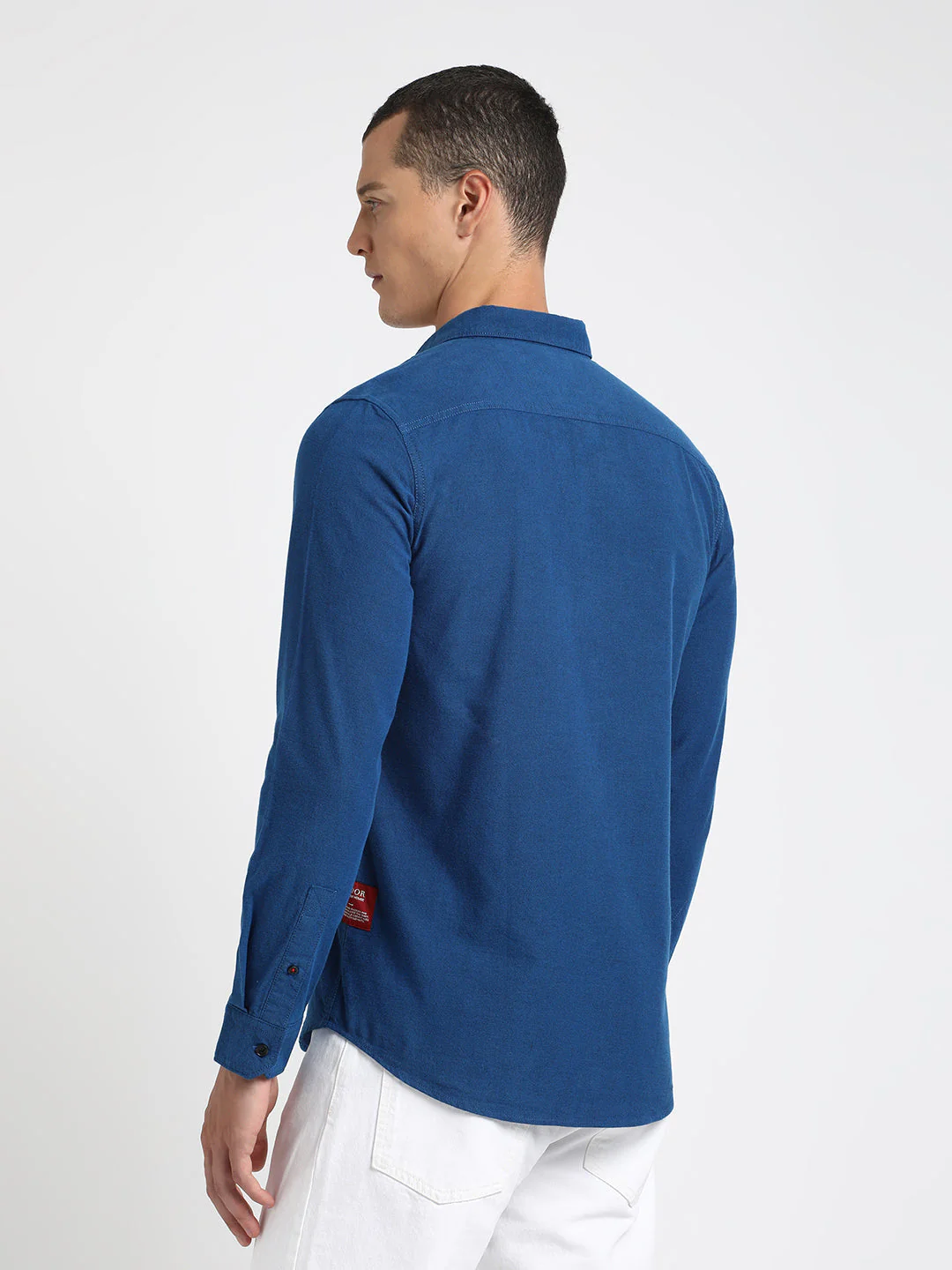 Men Ardor Edition Blue Solid Slim Fit Cotton Casual Shirt - Image 4