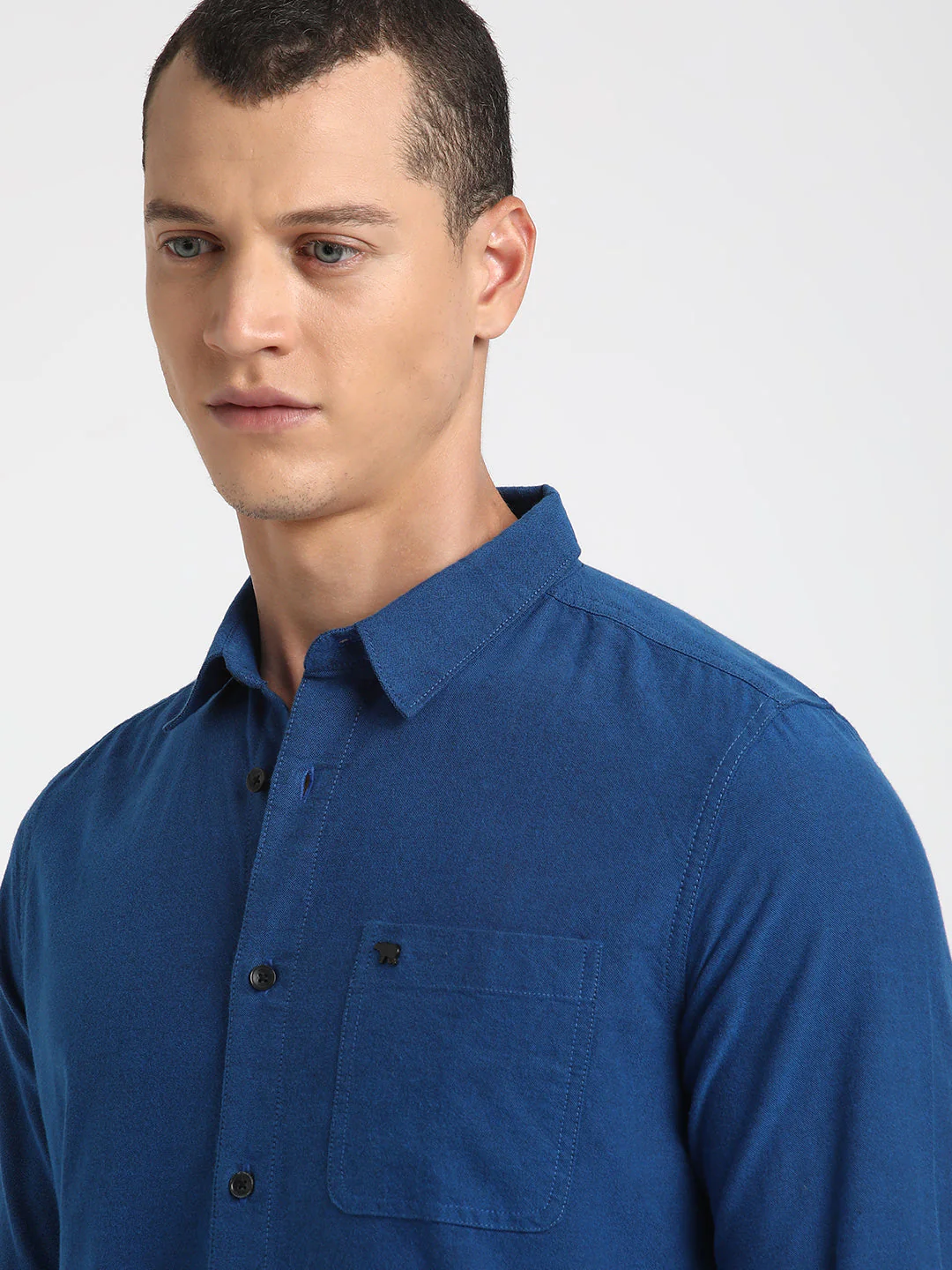 Men Ardor Edition Blue Solid Slim Fit Cotton Casual Shirt - Image 6