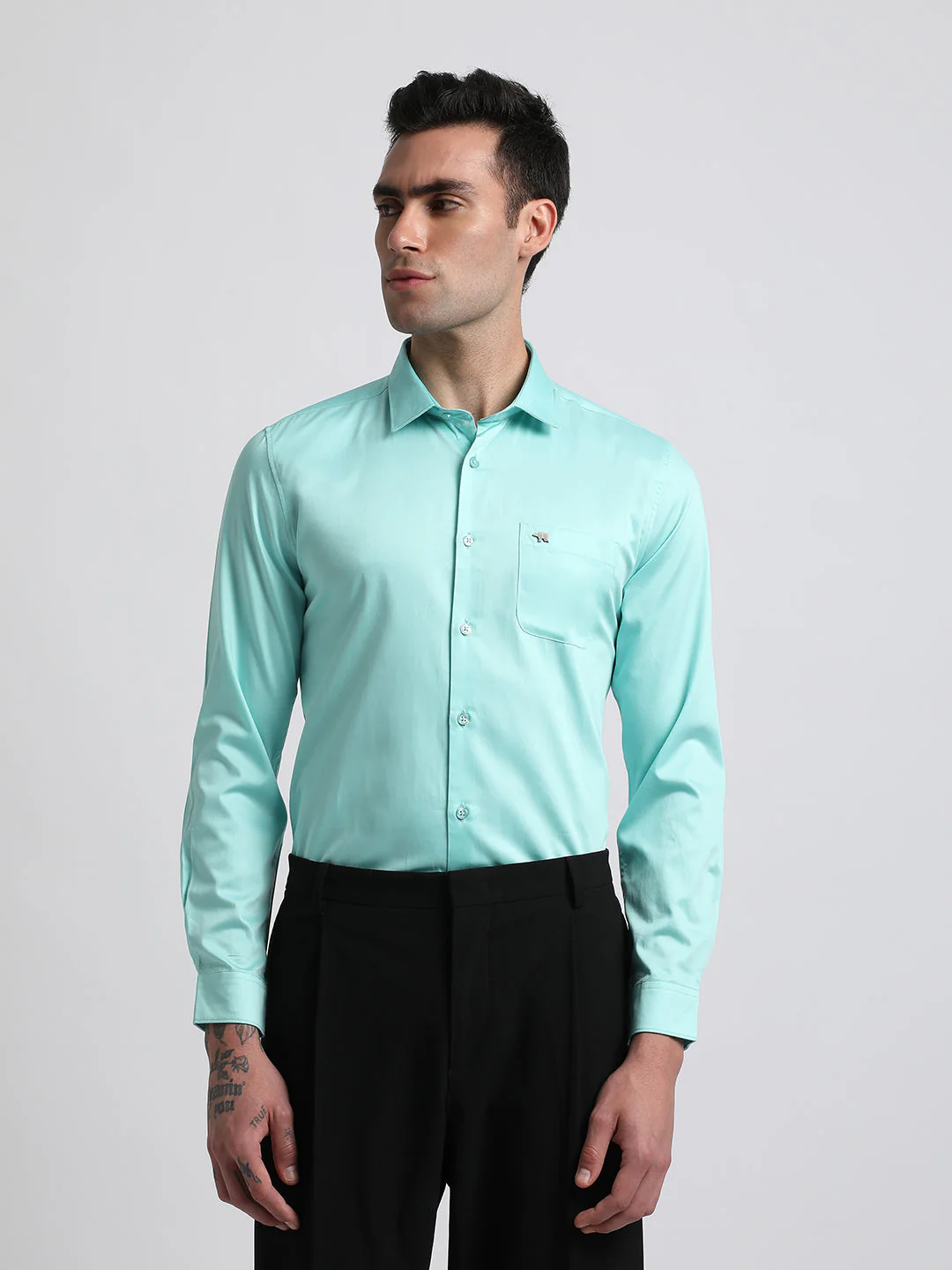 Men Ardor Edition Blue Solid Tailored Fit Egyptian Giza Cotton Formal Shirt - Image 2