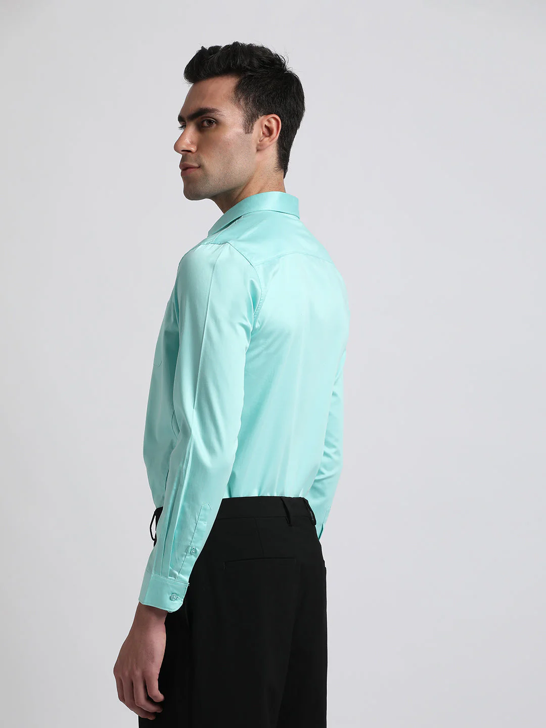 Men Ardor Edition Blue Solid Tailored Fit Egyptian Giza Cotton Formal Shirt - Image 4