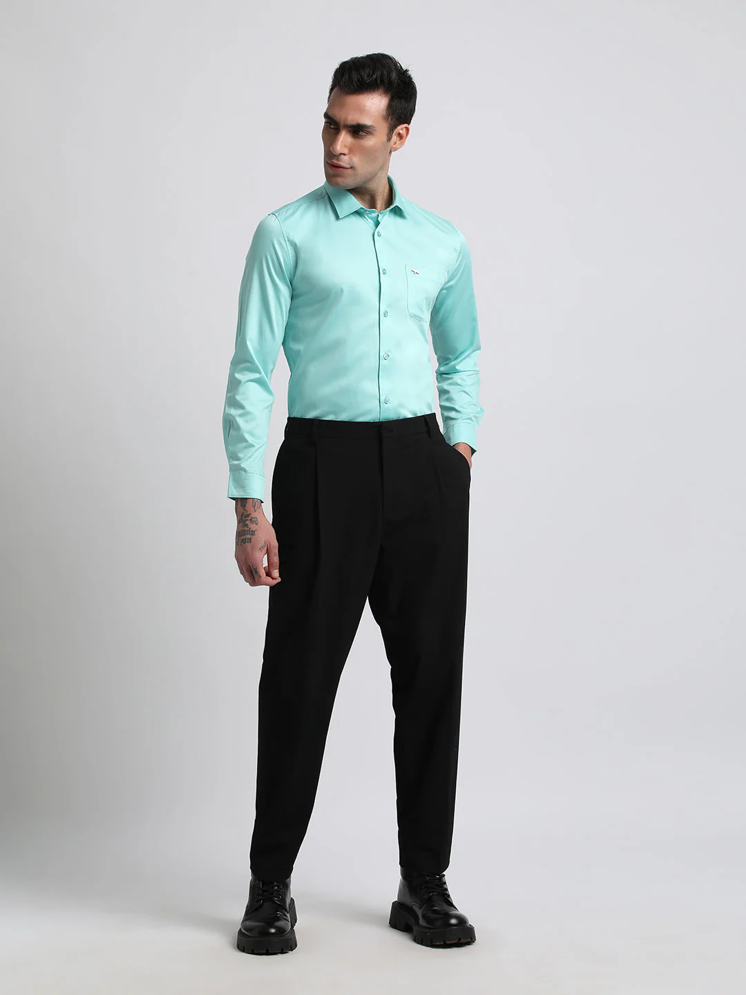 Men Ardor Edition Blue Solid Tailored Fit Egyptian Giza Cotton Formal Shirt - Image 5