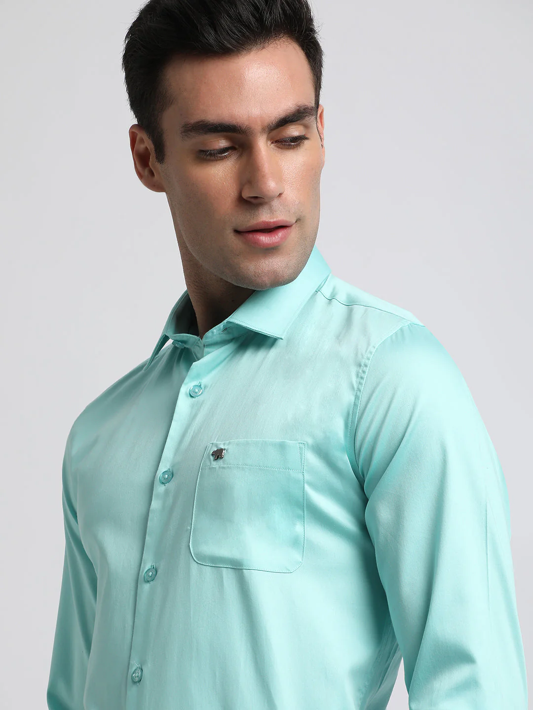 Men Ardor Edition Blue Solid Tailored Fit Egyptian Giza Cotton Formal Shirt - Image 6