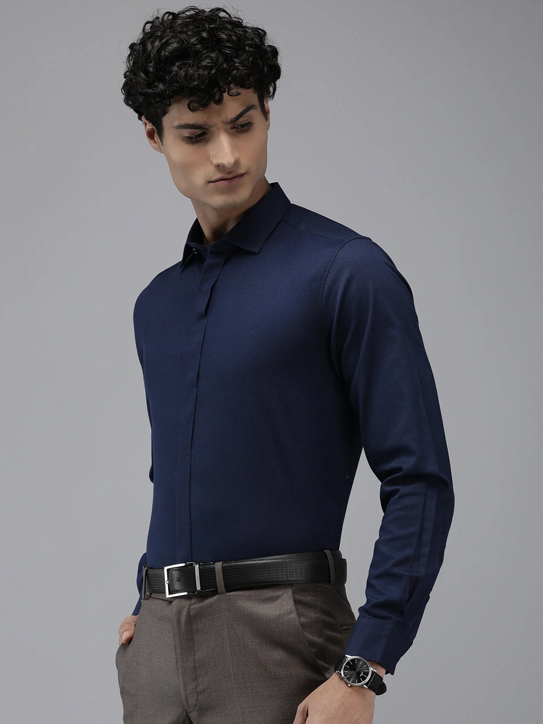 Men Ardor Edition Blue Solid Tailored Fit Pure Cotton Formal Shirt - Image 4