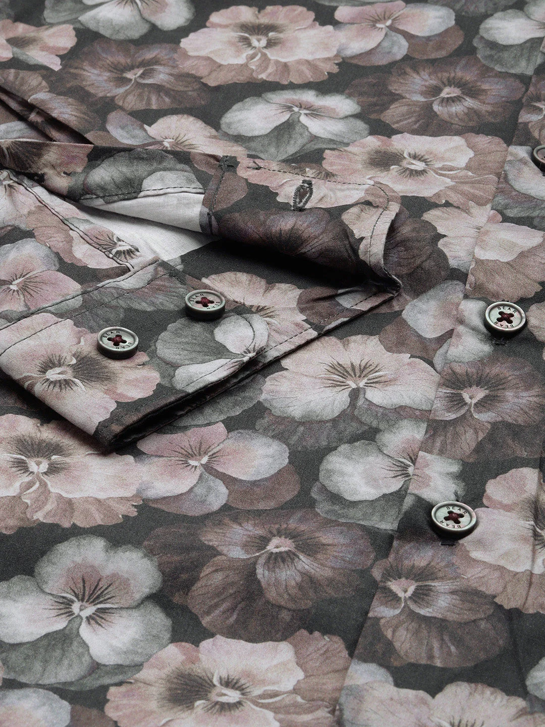 Men Ardor Edition Brown Floral Printed Slim Fit Party Shirt - Image 3