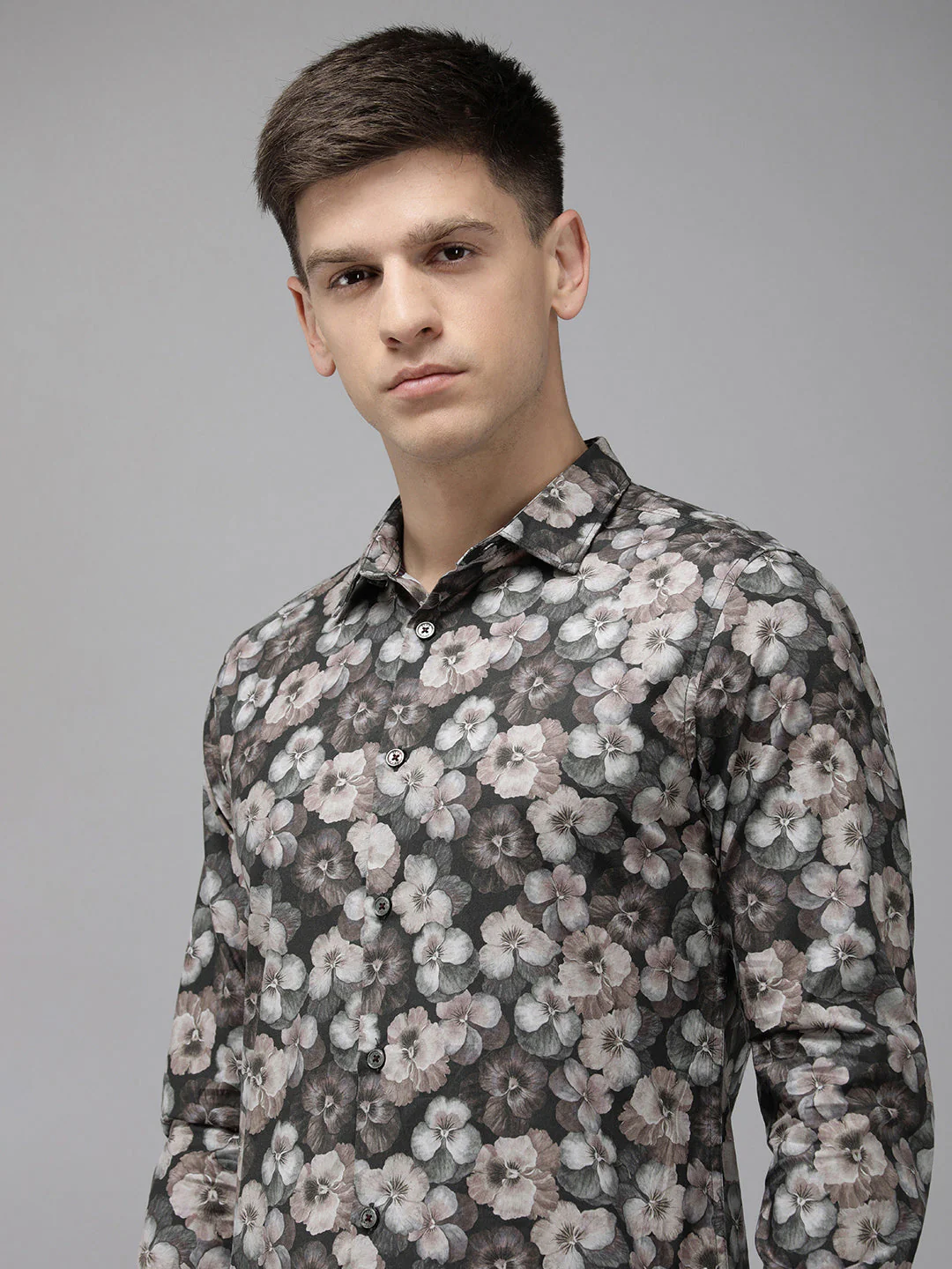 Men Ardor Edition Brown Floral Printed Slim Fit Party Shirt - Image 4