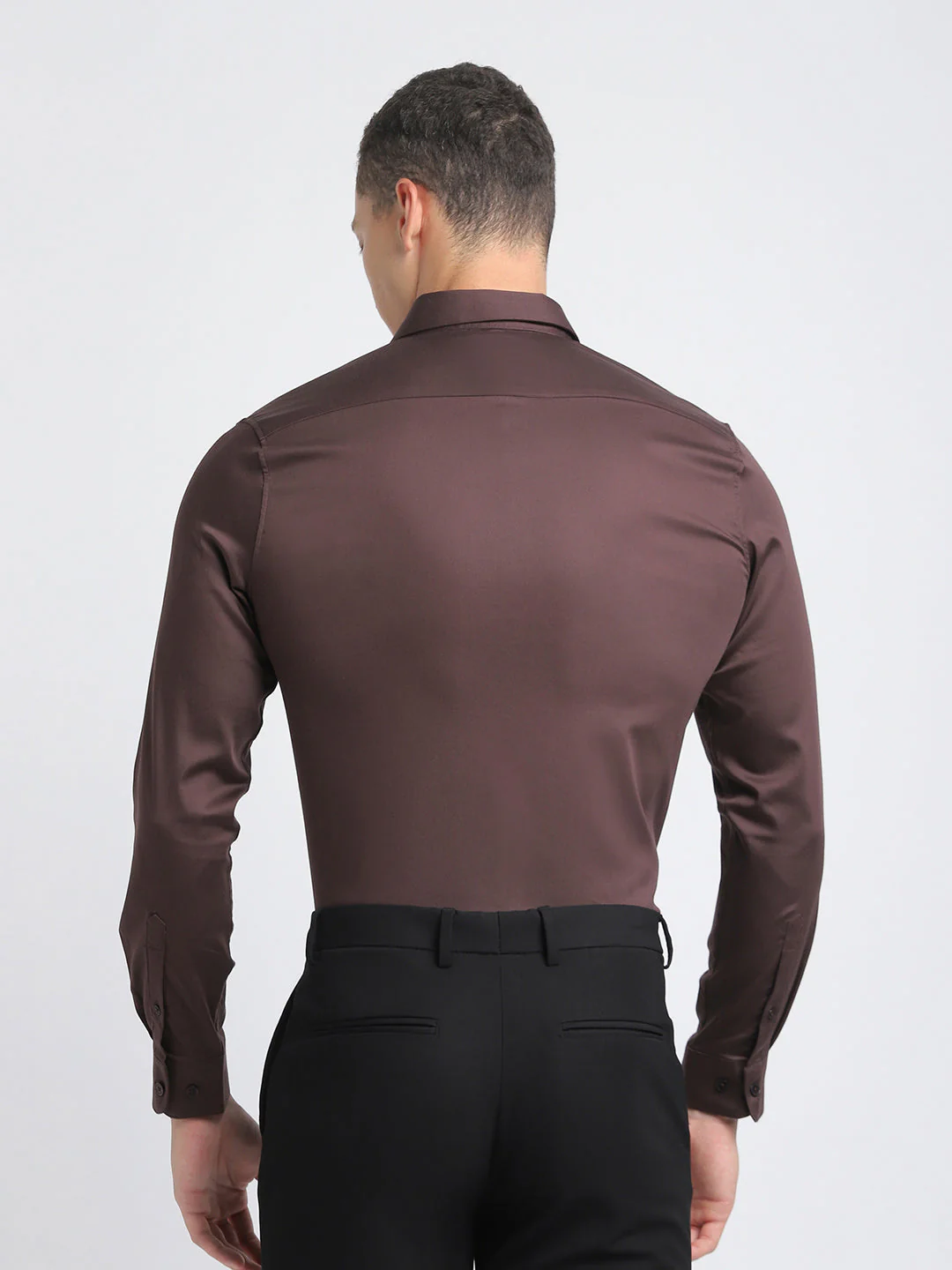 Men Ardor Edition Brown Solid Tailored Fit Cotton Formal Shirt - Image 4