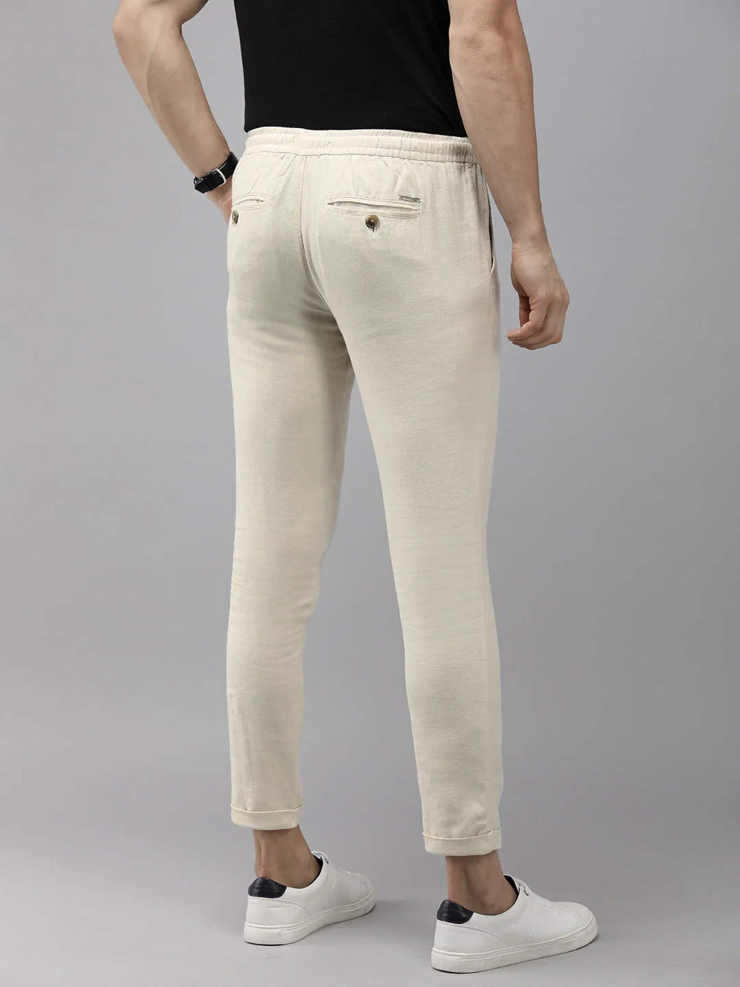 Men Ardor Edition Cream Tapered Fit Chinos Trousers - Image 3