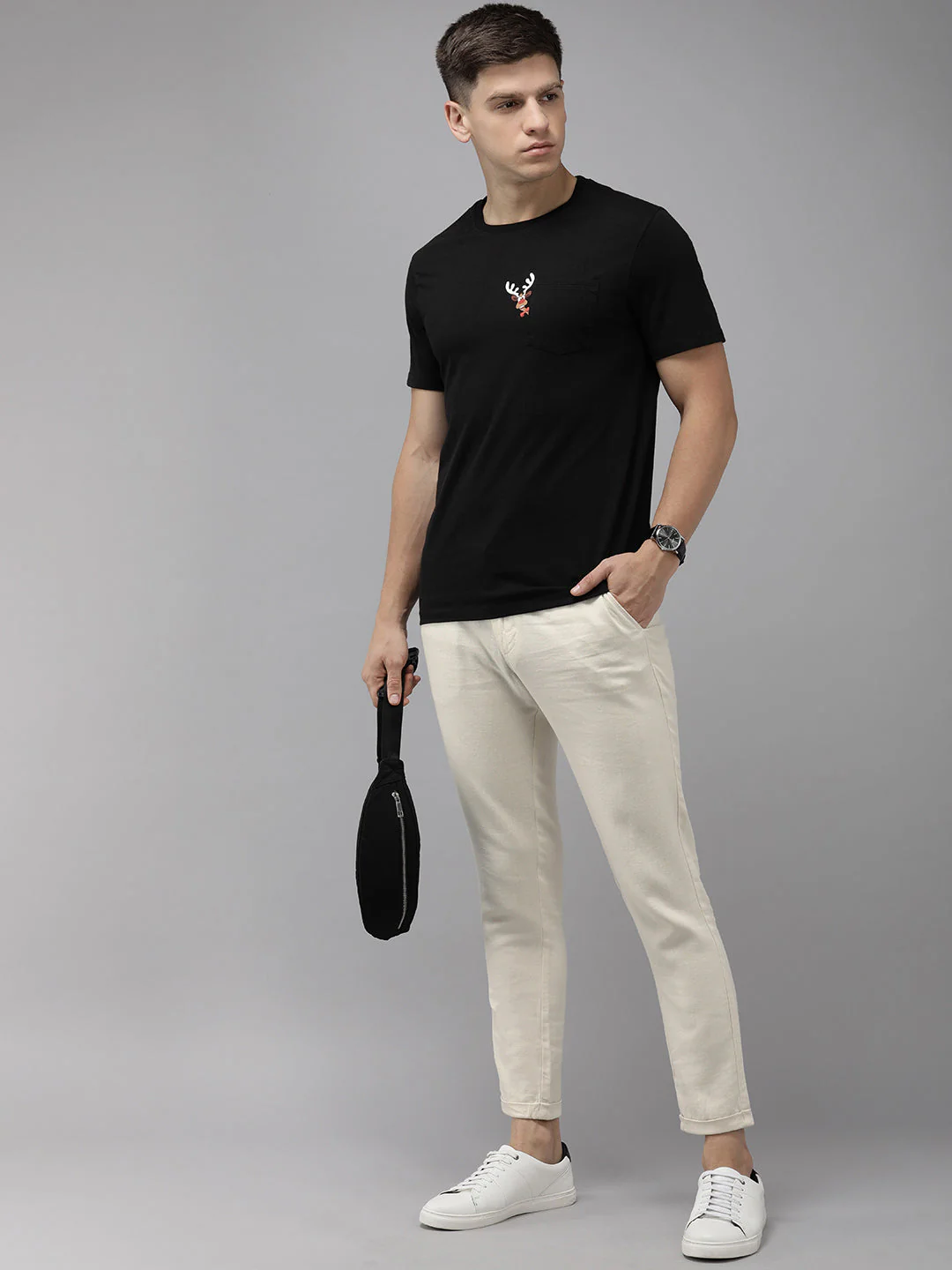Men Ardor Edition Cream Tapered Fit Chinos Trousers - Image 4