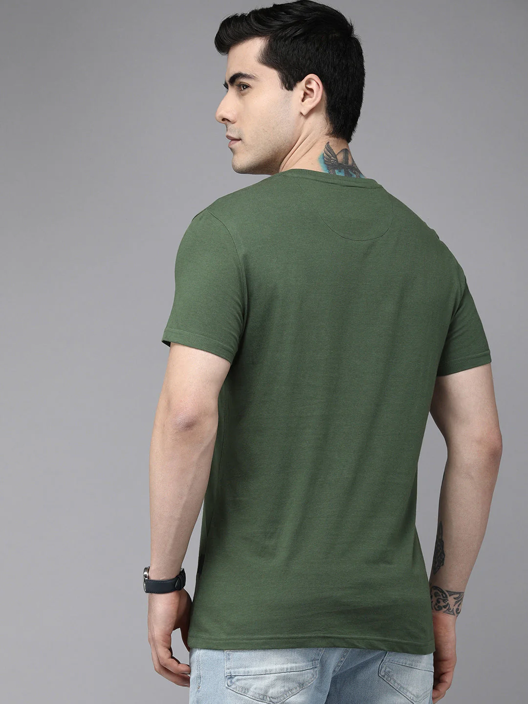 Men Ardor Edition Green Brand Logo Printed Pure Cotton Slim Fit T-shirt - Image 4