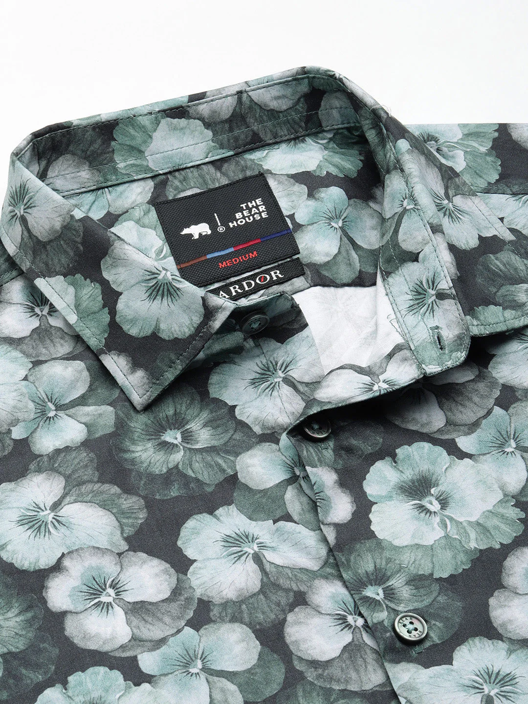 Men Ardor Edition Green Floral Printed Slim Fit Party Shirt - Image 2