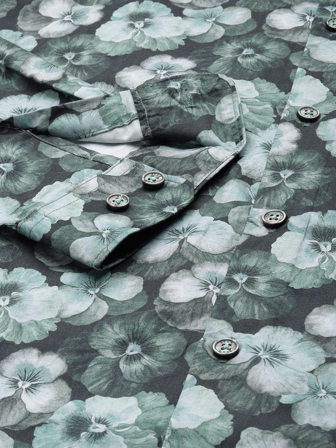 Men Ardor Edition Green Floral Printed Slim Fit Party Shirt - Image 3