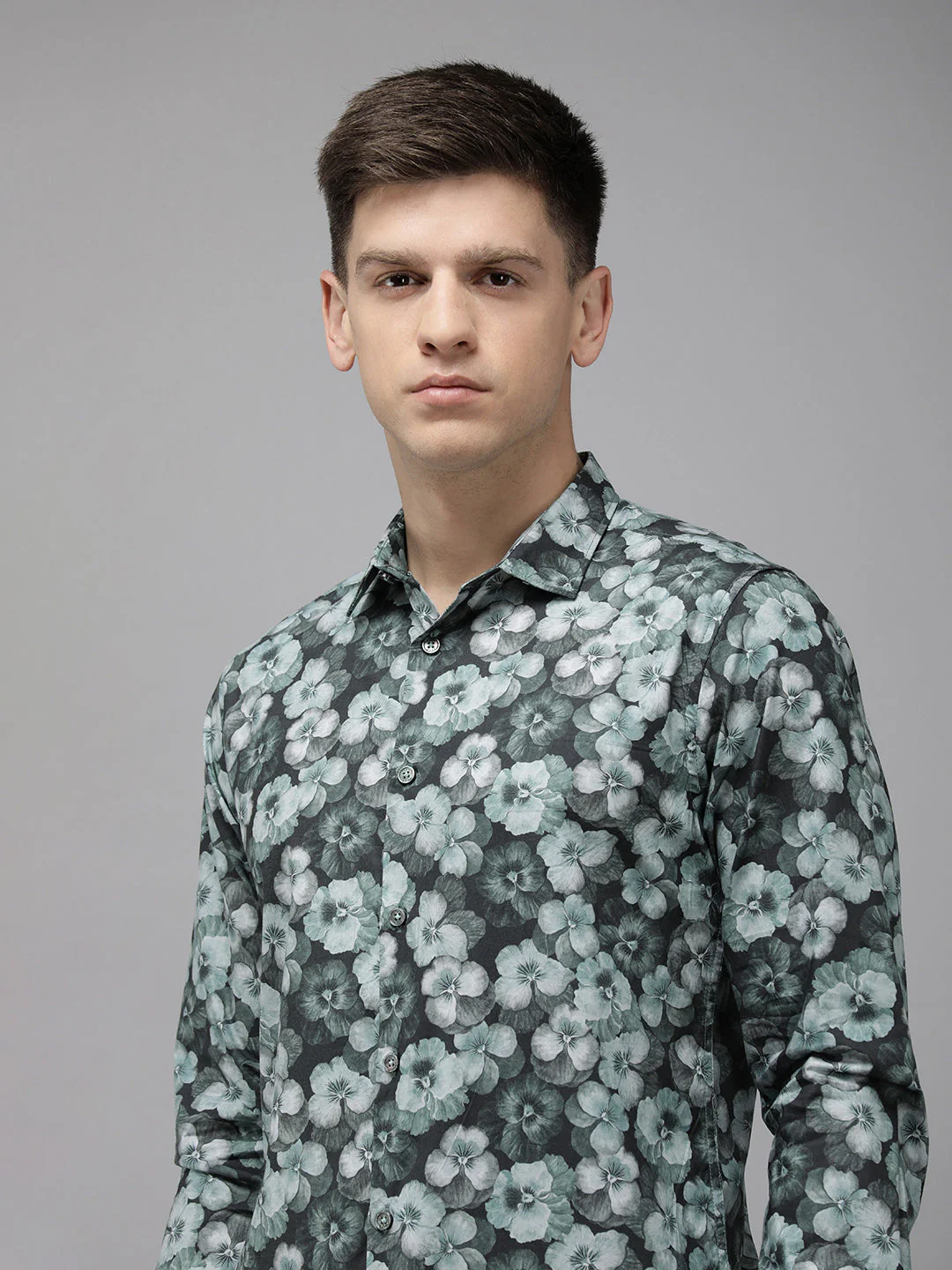 Men Ardor Edition Green Floral Printed Slim Fit Party Shirt - Image 4