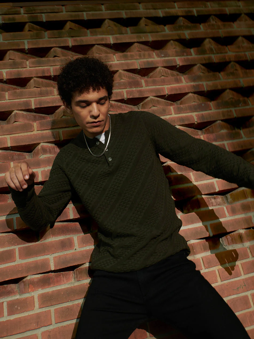 Men Ardor Edition Green Self Design Pure Cotton Knitted Pullover Sweatshirt - Image 3