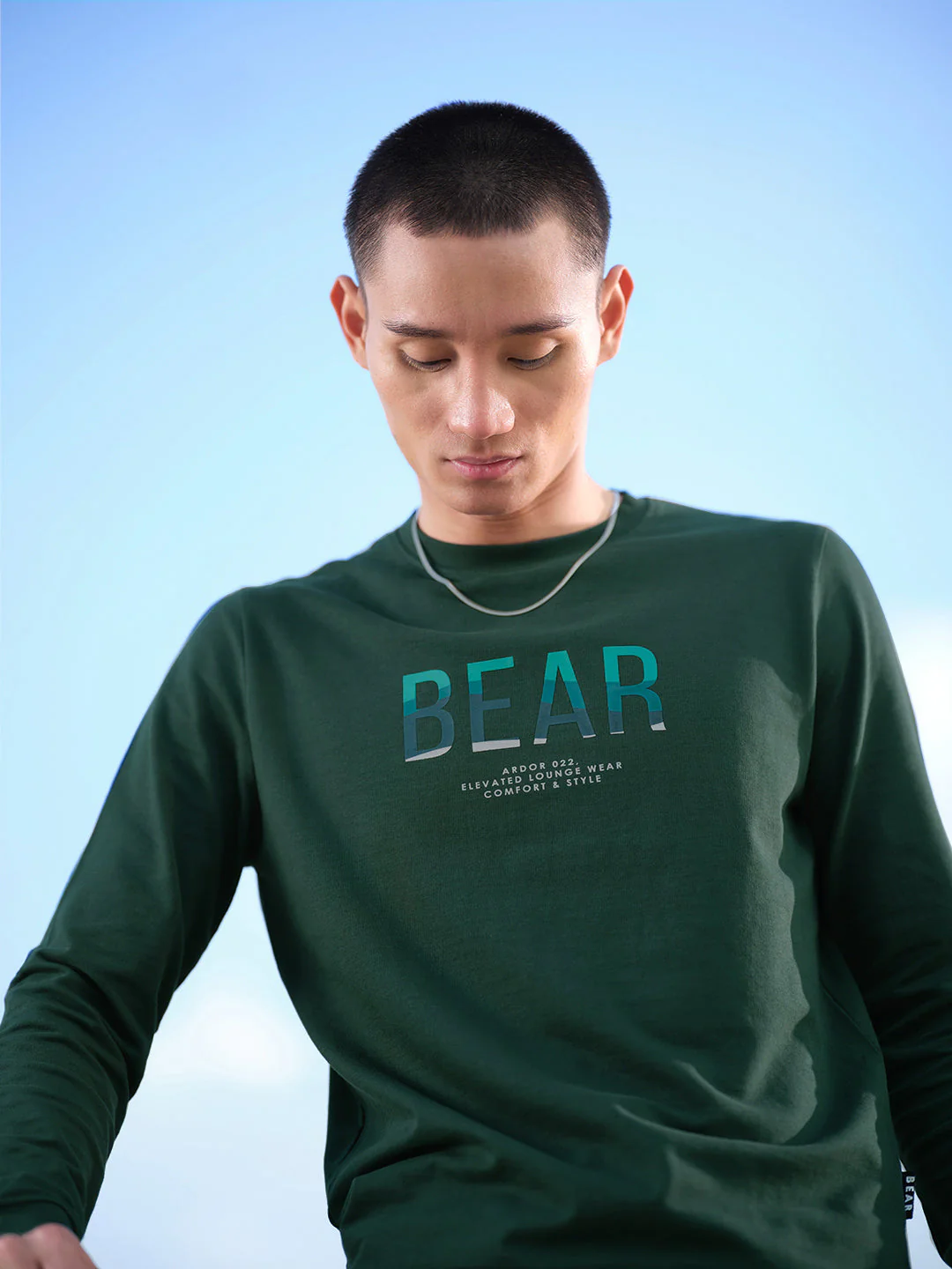 Men Ardor Edition Green Slim Fit Printed Pure Cotton Sweatshirt - Image 3