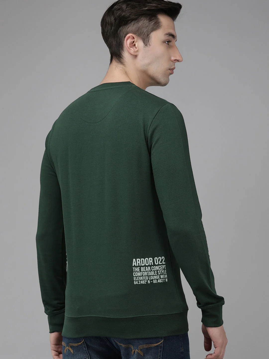 Men Ardor Edition Green Slim Fit Printed Pure Cotton Sweatshirt - Image 5