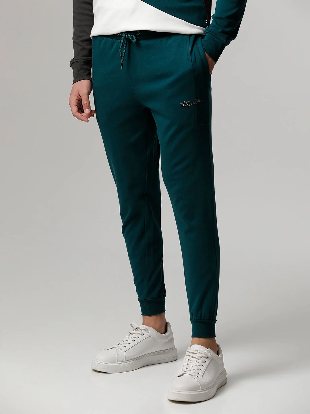 Men Ardor Edition Green Solid Slim Fit Track Pants - Image 3