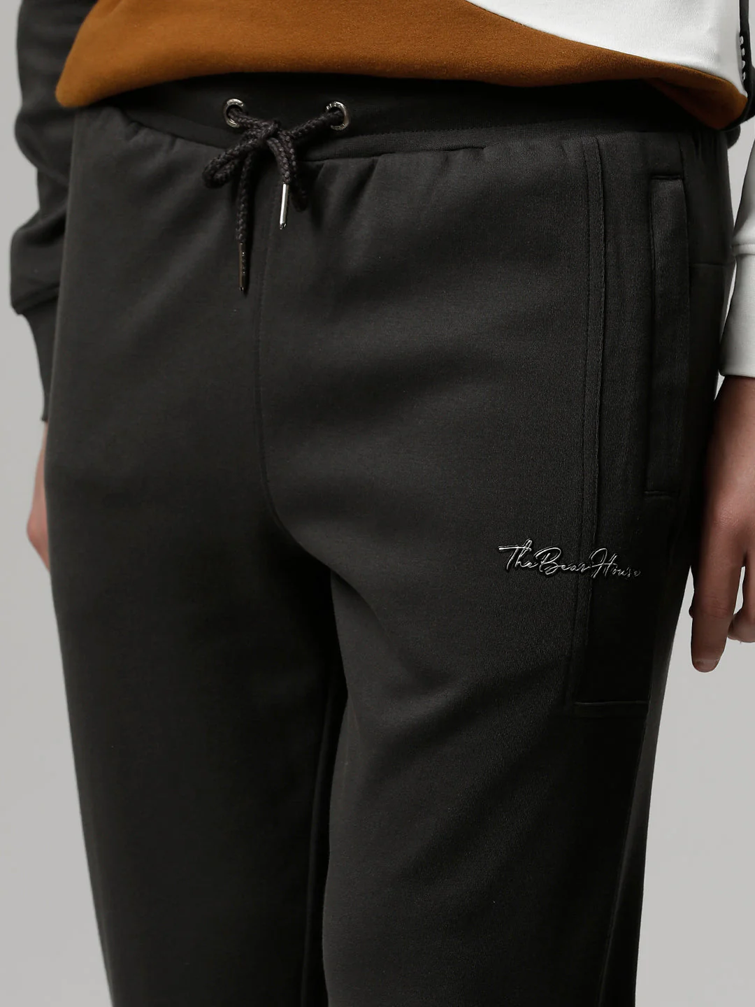 Men Ardor Edition Grey Solid Slim Fit Track Pants - Image 2