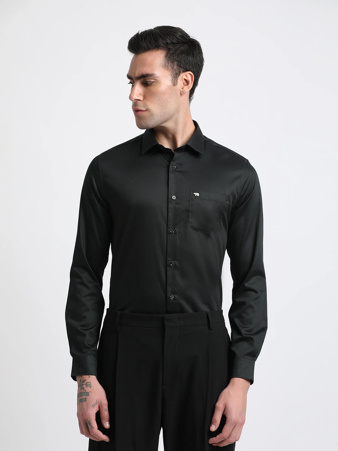 Men Ardor Edition Grey Solid Tailored Fit Egyptian Giza Cotton Formal Shirt - Image 2