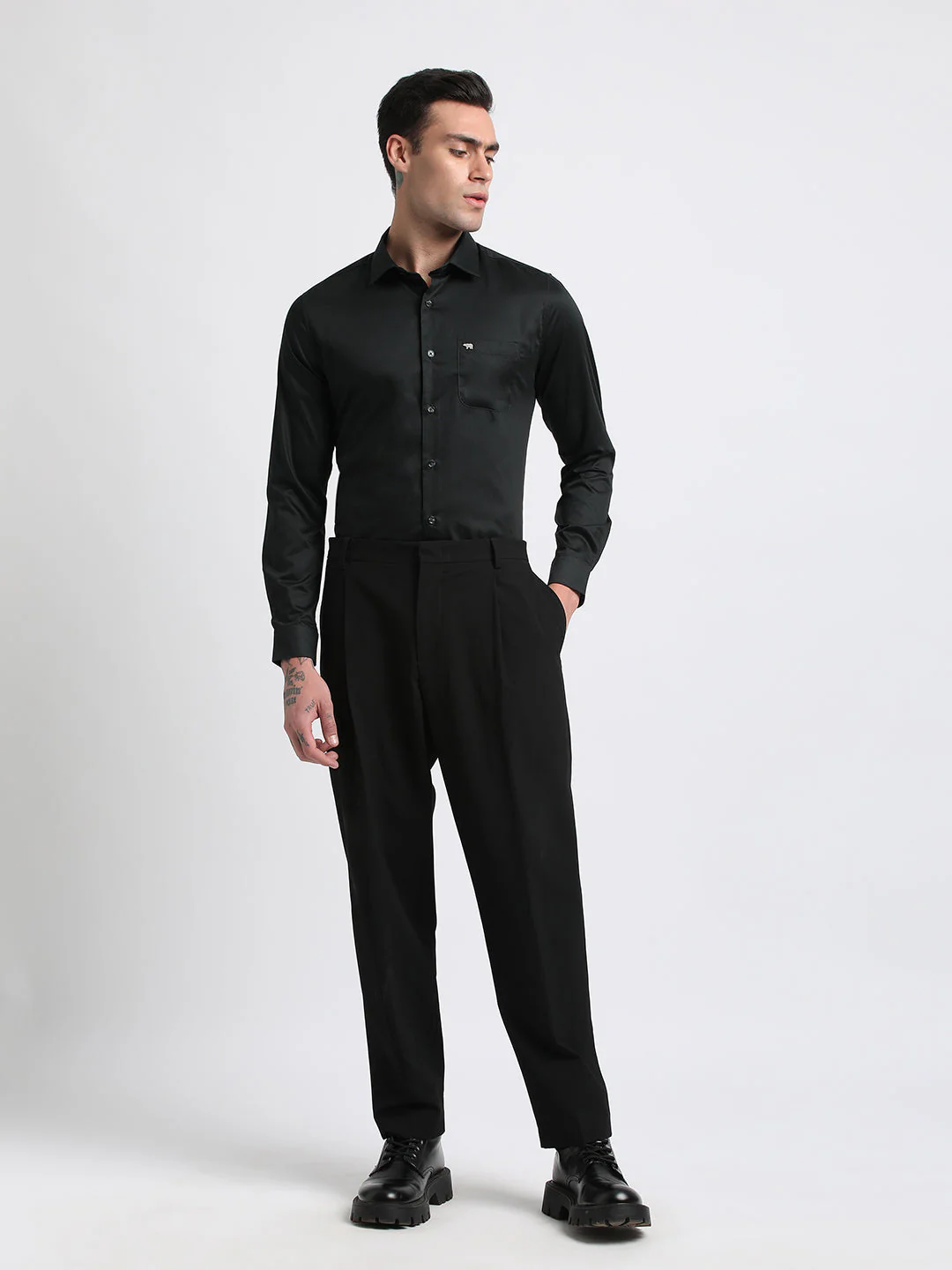 Men Ardor Edition Grey Solid Tailored Fit Egyptian Giza Cotton Formal Shirt - Image 5