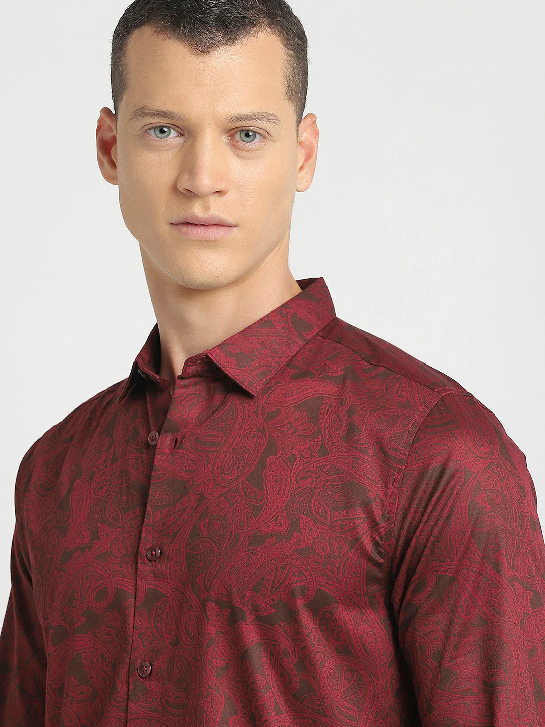 Men Ardor Edition Maroon Printed Slim Fit Cotton Casual Shirt - Image 6
