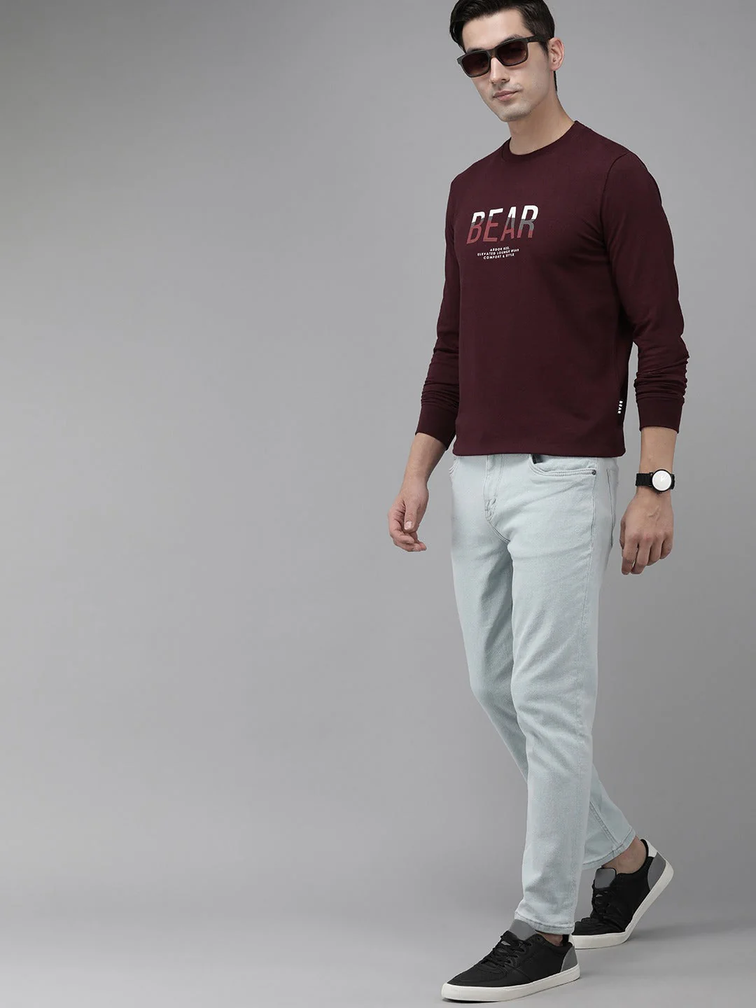 Men Ardor Edition Maroon Slim Fit Printed Pure Cotton Sweatshirt - Image 6