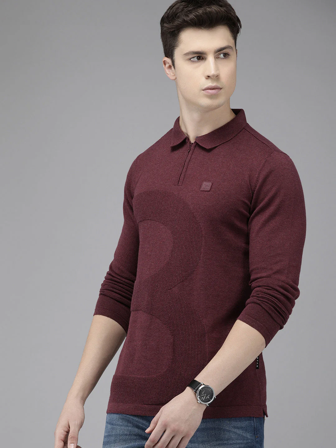 Men Ardor Edition Maroon Slim fit Pure Cotton Polo Collar T-shirt - Image 3