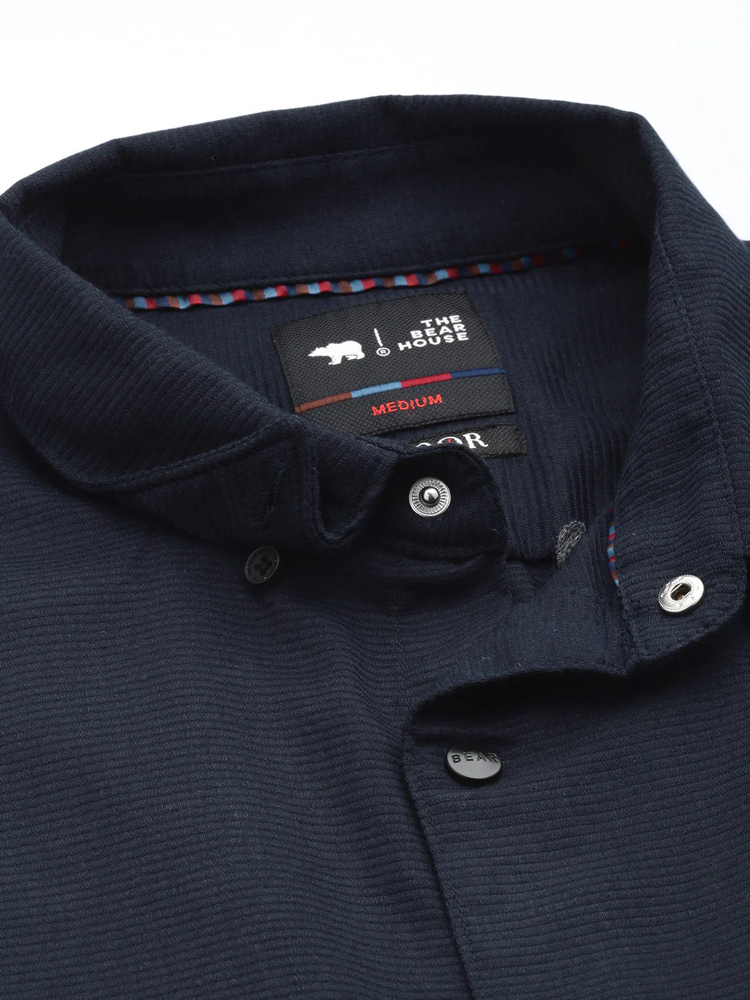 Men Ardor Edition Navy Blue Self Design Slim Fit Cotton Lycra Casual Shirt - Image 2