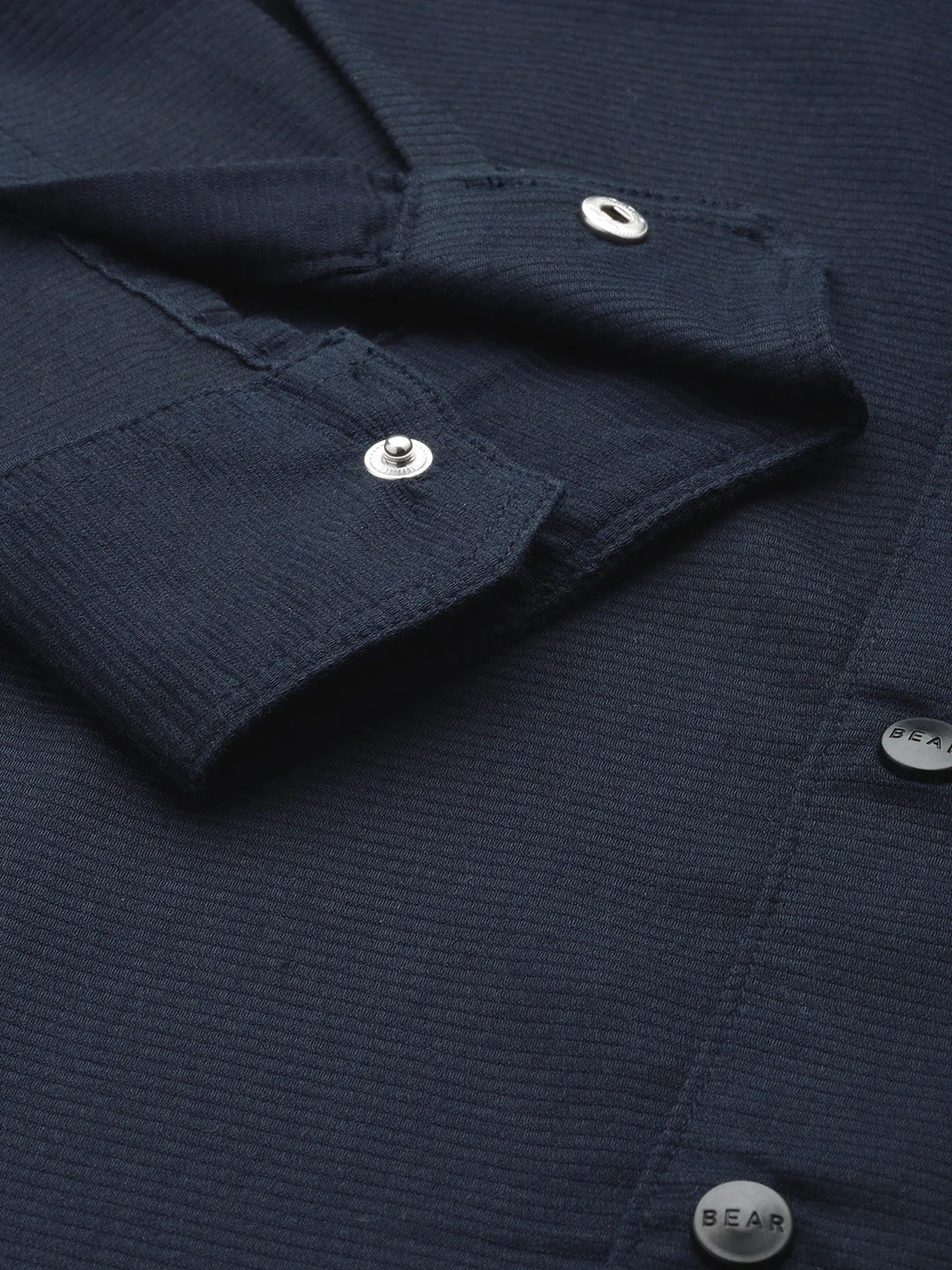 Men Ardor Edition Navy Blue Self Design Slim Fit Cotton Lycra Casual Shirt - Image 3
