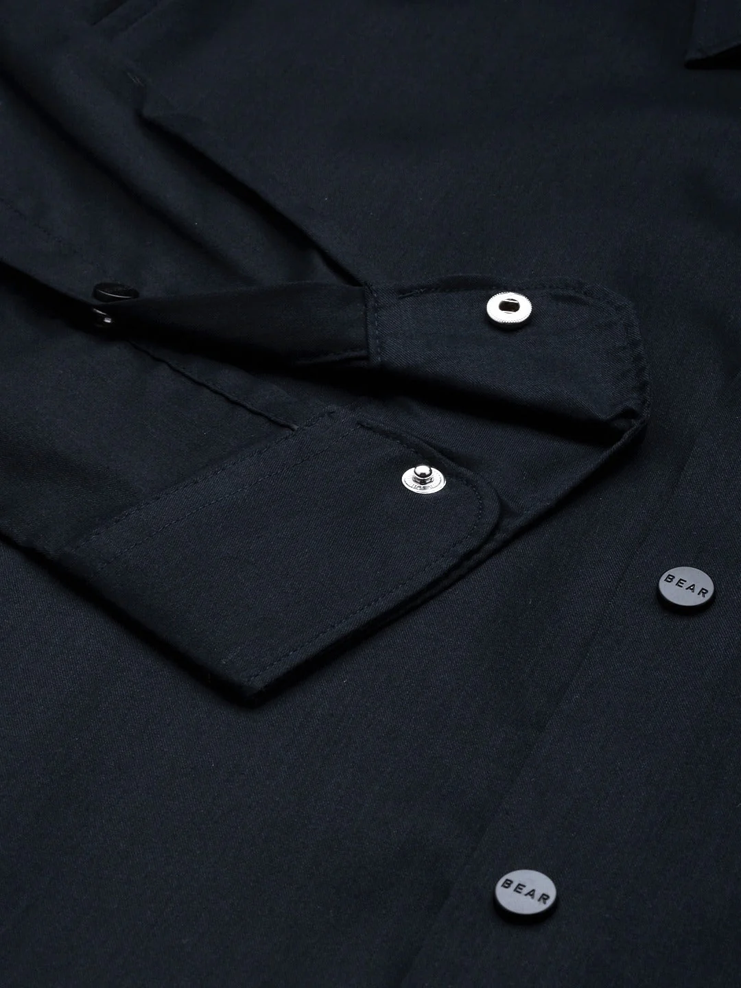 Men Ardor Edition Navy Blue Solid Slim Fit Cotton Lycra Casual Shirt - Image 3