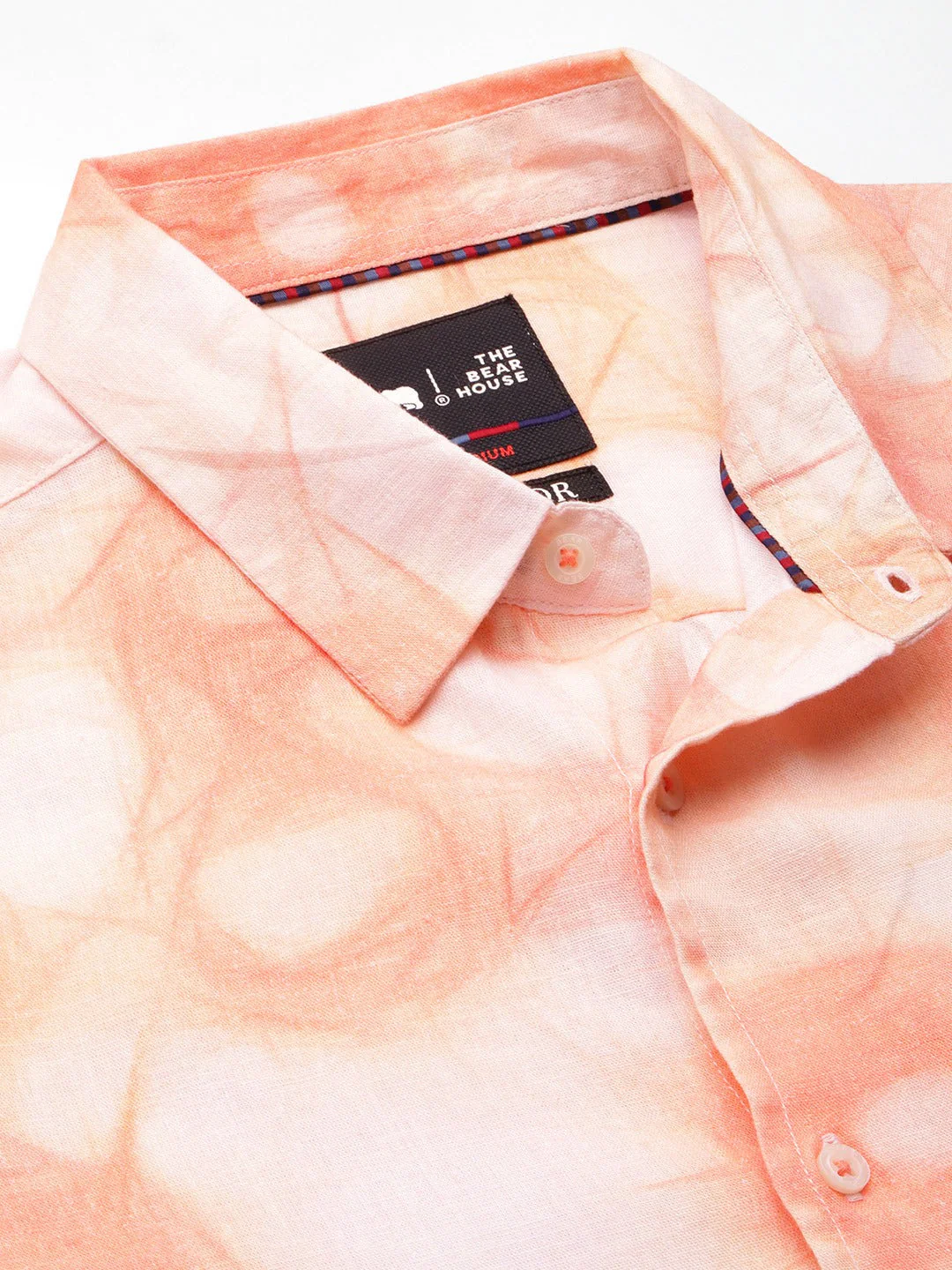Men Ardor Edition Orange Printed Slim Fit Cotton Linen Casual Shirt - Image 2
