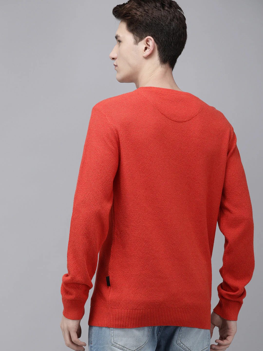 Men Ardor Edition Orange Self-Designed Slim Fit Knitted Pullover - Image 5
