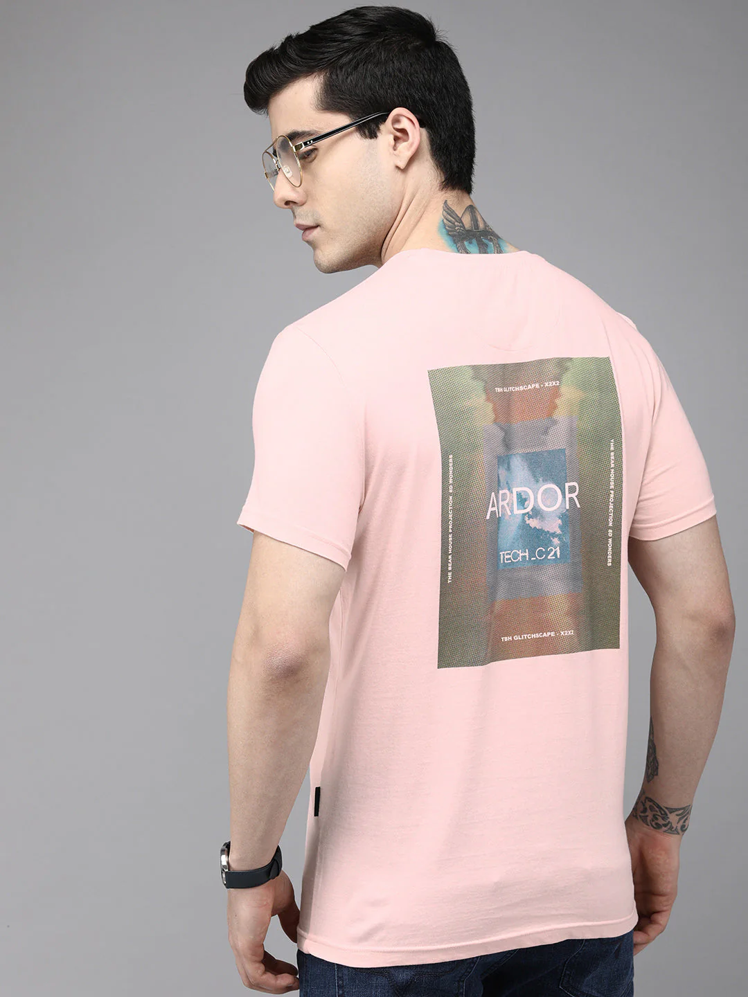Men Ardor Edition Pink Printed Pure Cotton Slim Fit T-shirt - Image 2