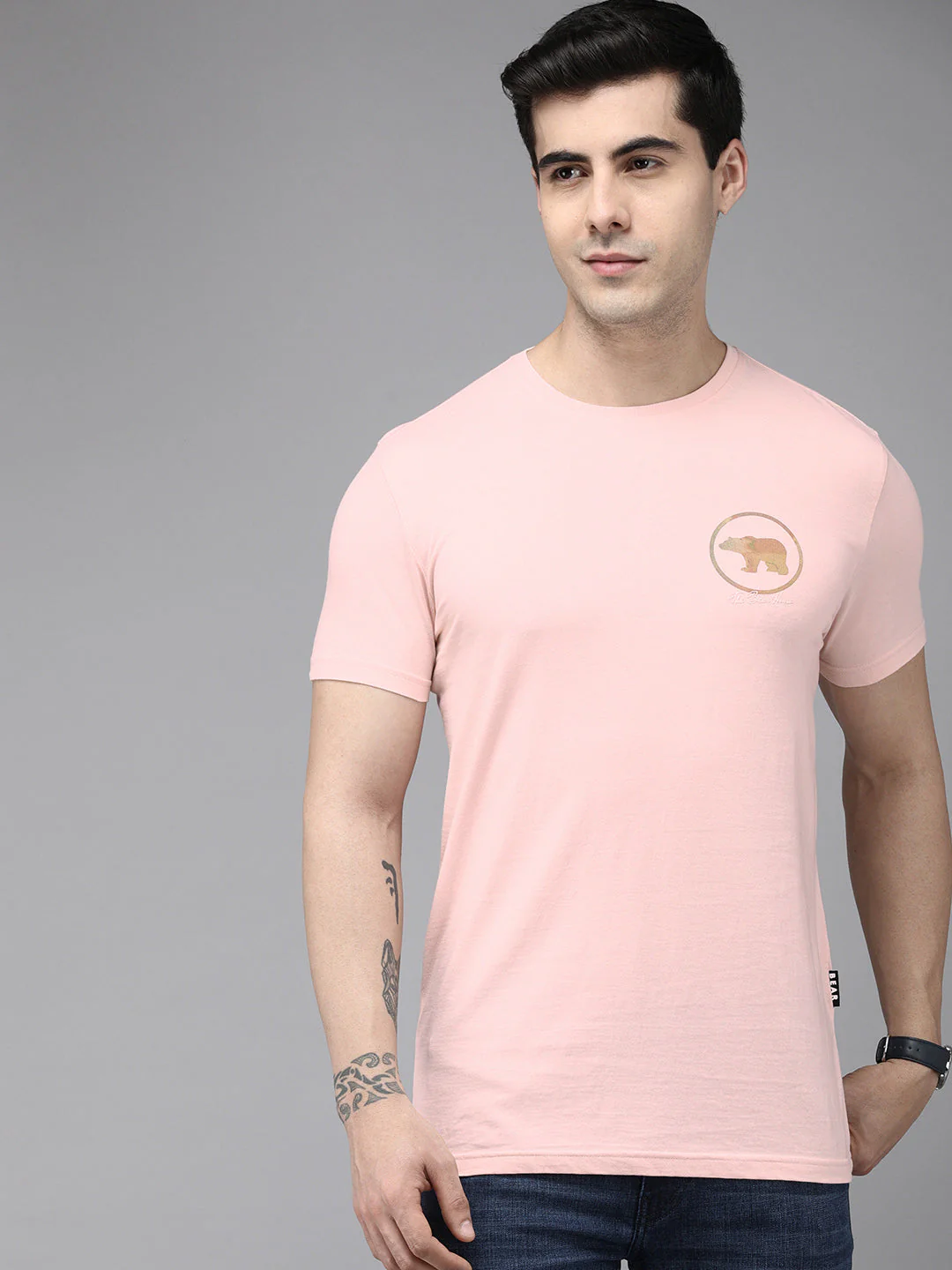 Men Ardor Edition Pink Printed Pure Cotton Slim Fit T-shirt - Image 4