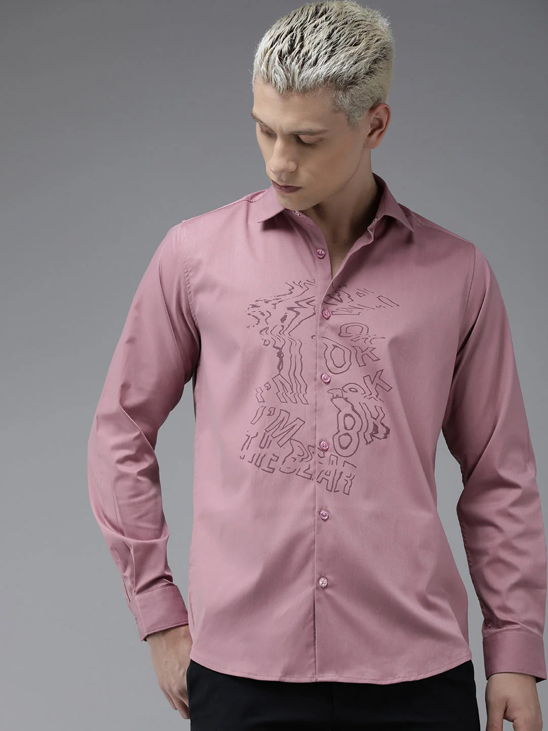 Men Ardor Edition Pink Printed Slim Fit Cotton Lycra Party Shirt - Image 2