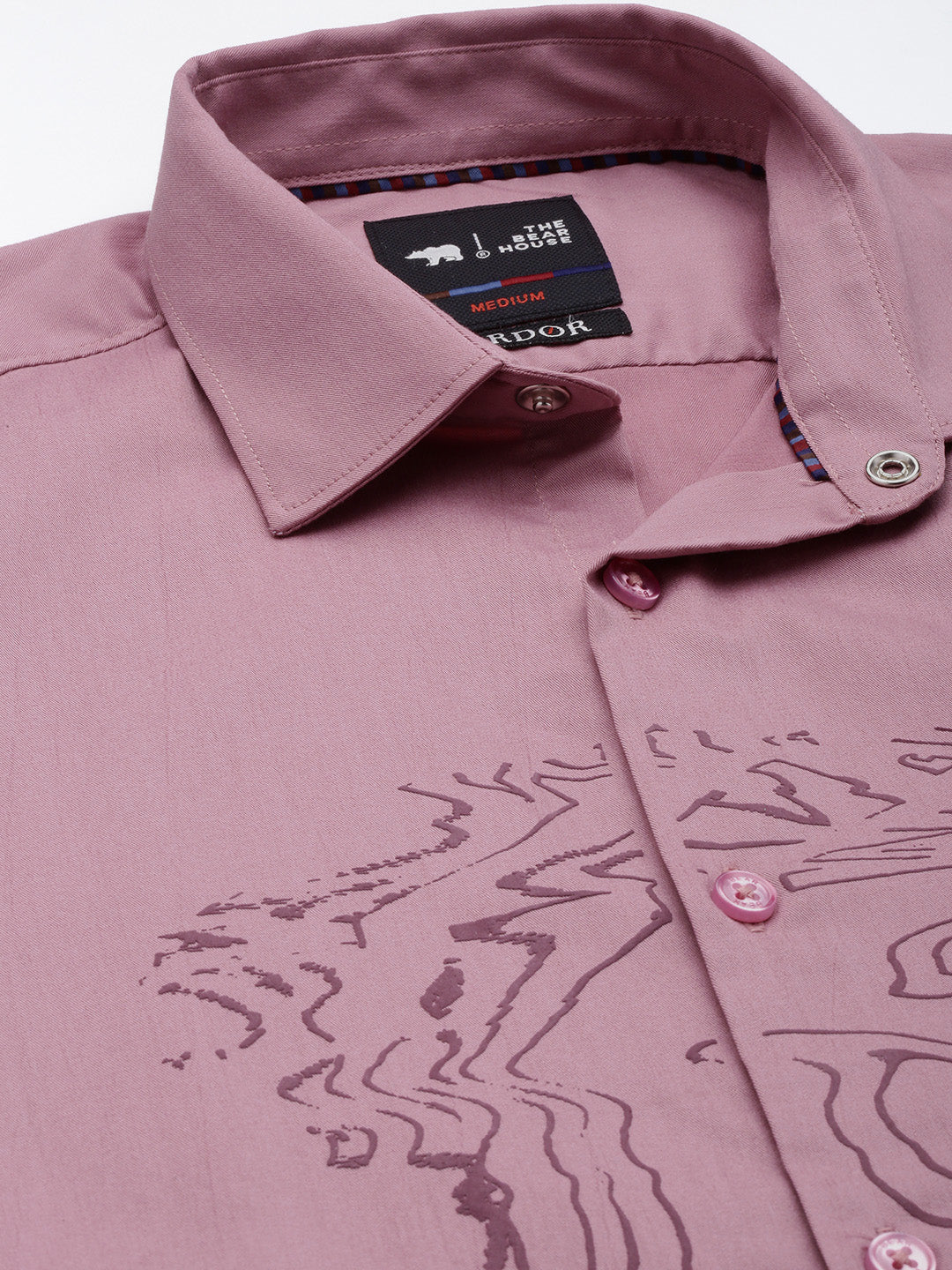 Men Ardor Edition Pink Printed Slim Fit Cotton Lycra Party Shirt - Image 3