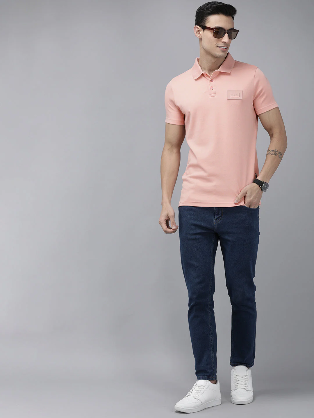 Men Ardor Edition Pink Slim Fit Polo Collar T-shirt - Image 3