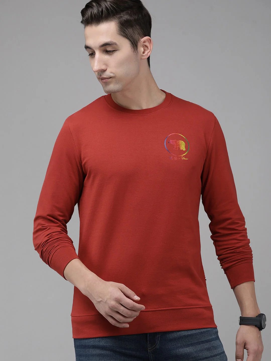 Men Ardor Edition Red Slim Fit Printed Pure Cotton Sweatshirt - Image 3