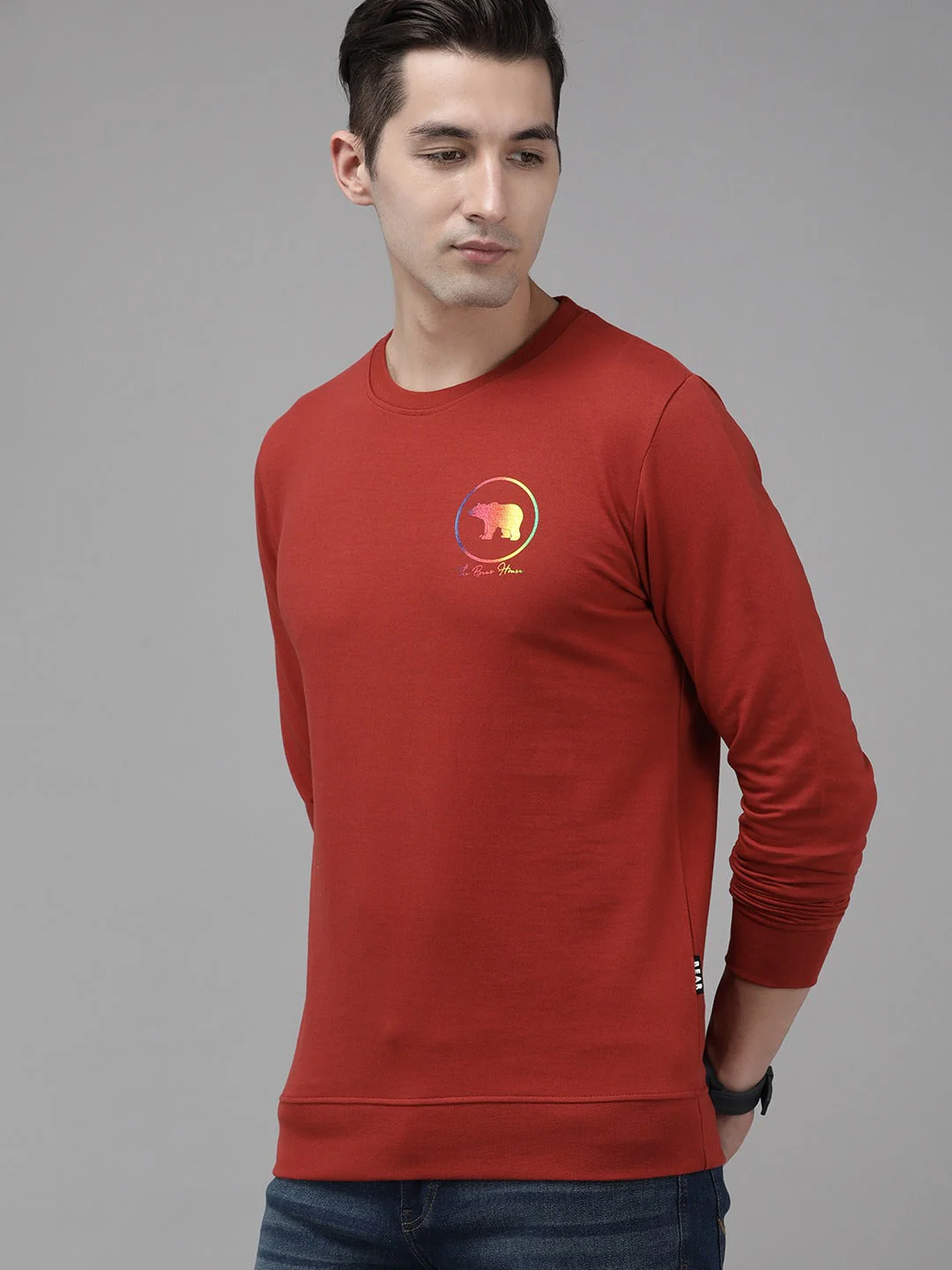 Men Ardor Edition Red Slim Fit Printed Pure Cotton Sweatshirt - Image 4