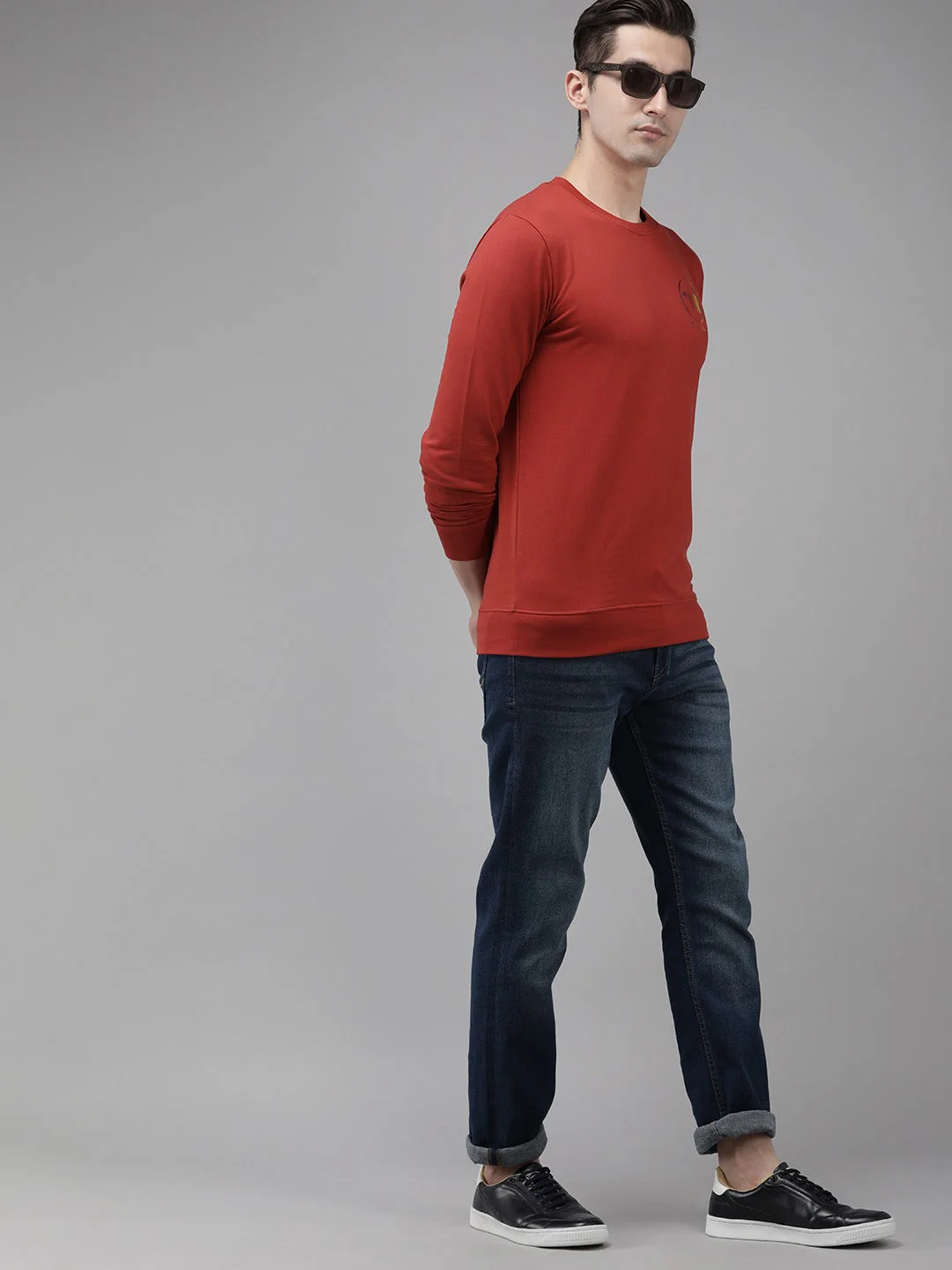 Men Ardor Edition Red Slim Fit Printed Pure Cotton Sweatshirt - Image 5