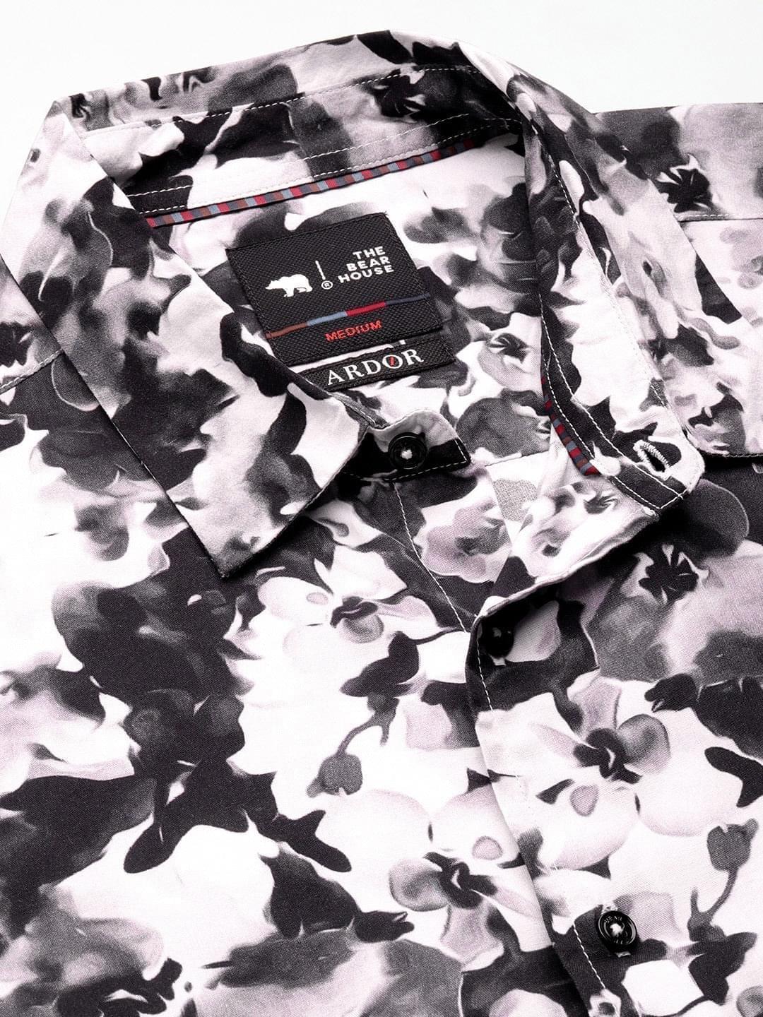 Men Ardor Edition White Floral Printed Slim Fit Cotton Casual Shirt - Image 2