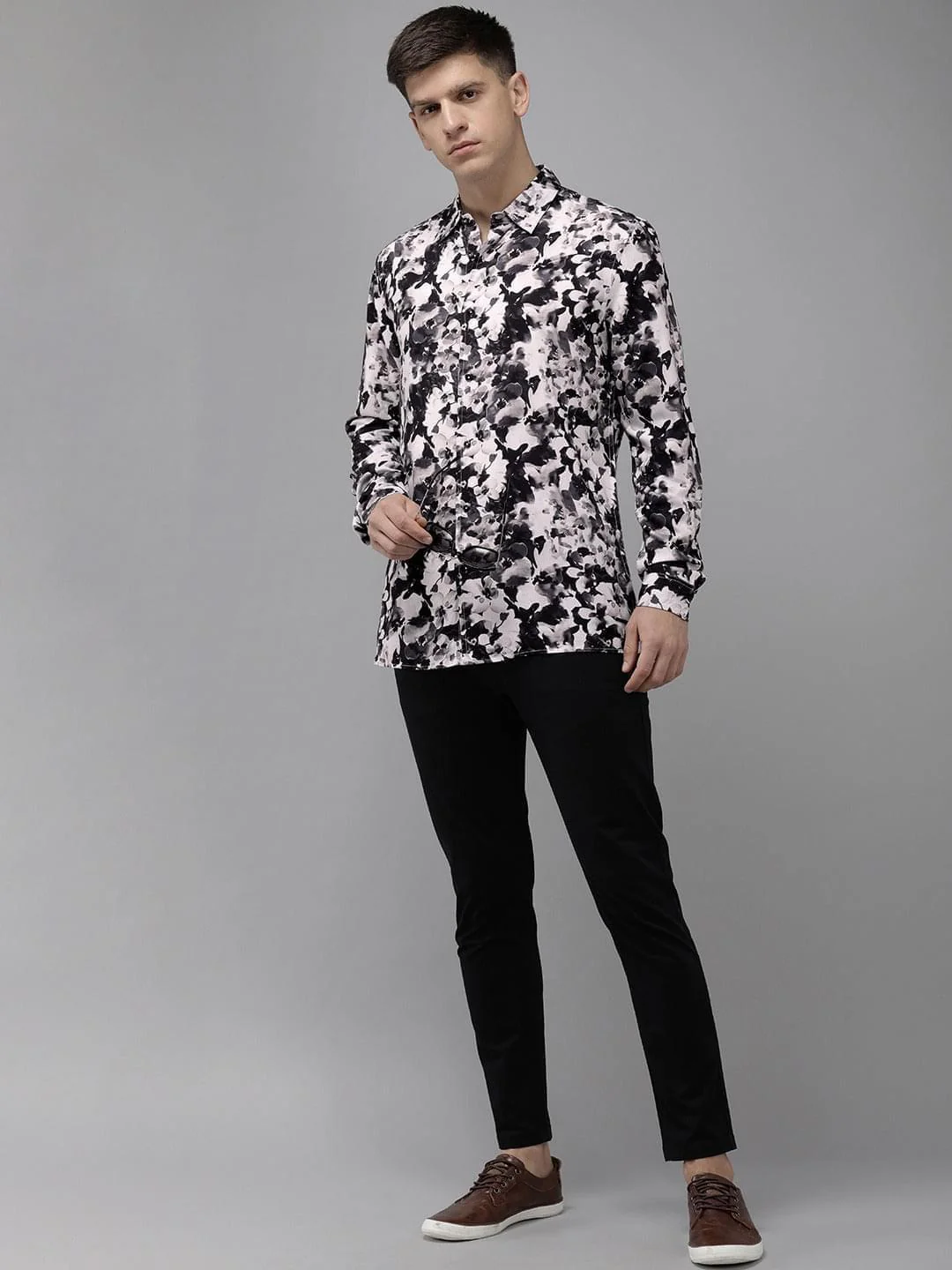 Men Ardor Edition White Floral Printed Slim Fit Cotton Casual Shirt - Image 5