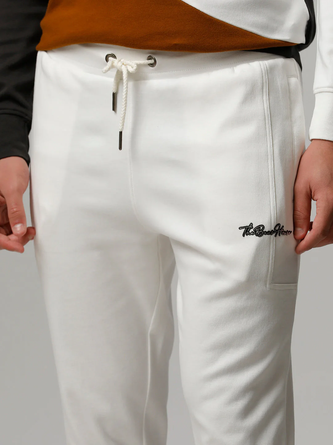 Men Ardor Edition White Solid Slim Fit Track Pants - Image 2